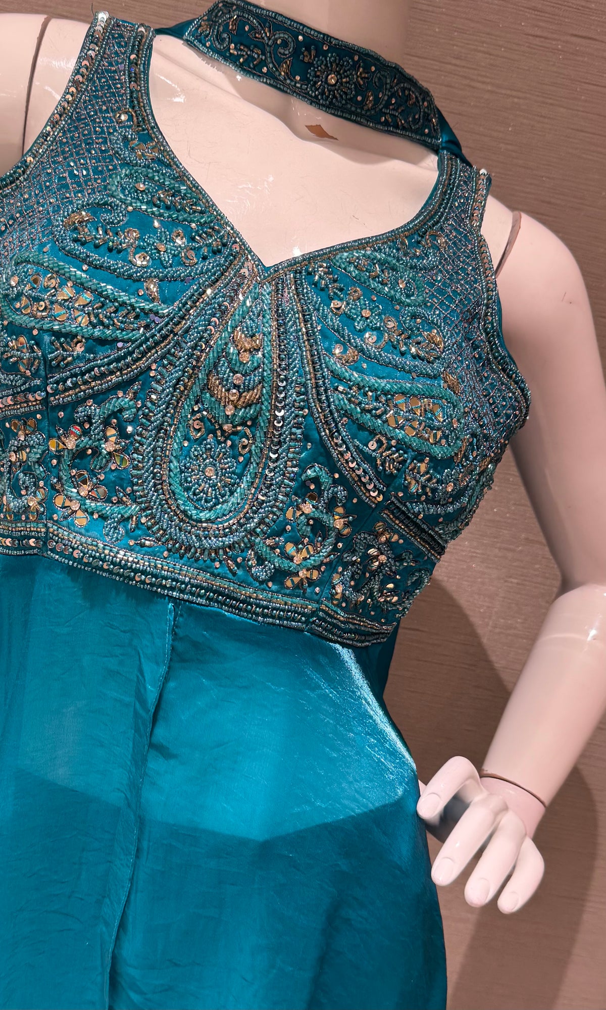 Rama Blue front slit anarkali with palazzo Pants