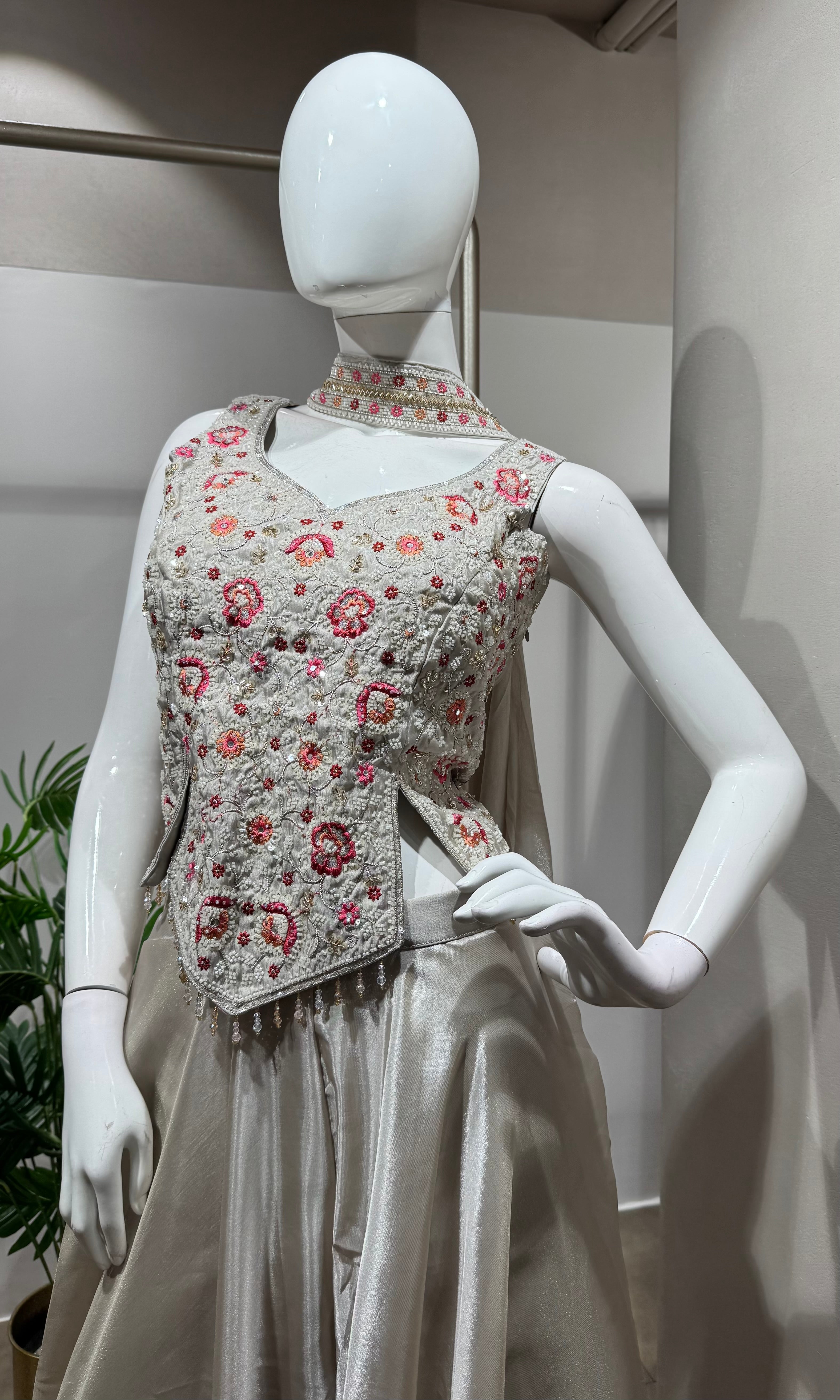 Cream Tissue with Embroidered PALAZZO