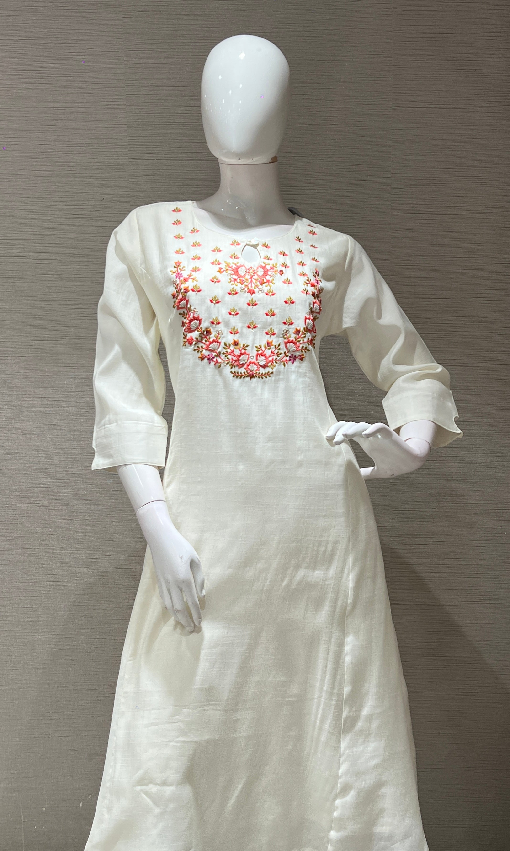 CREAM Floral Kurta Set