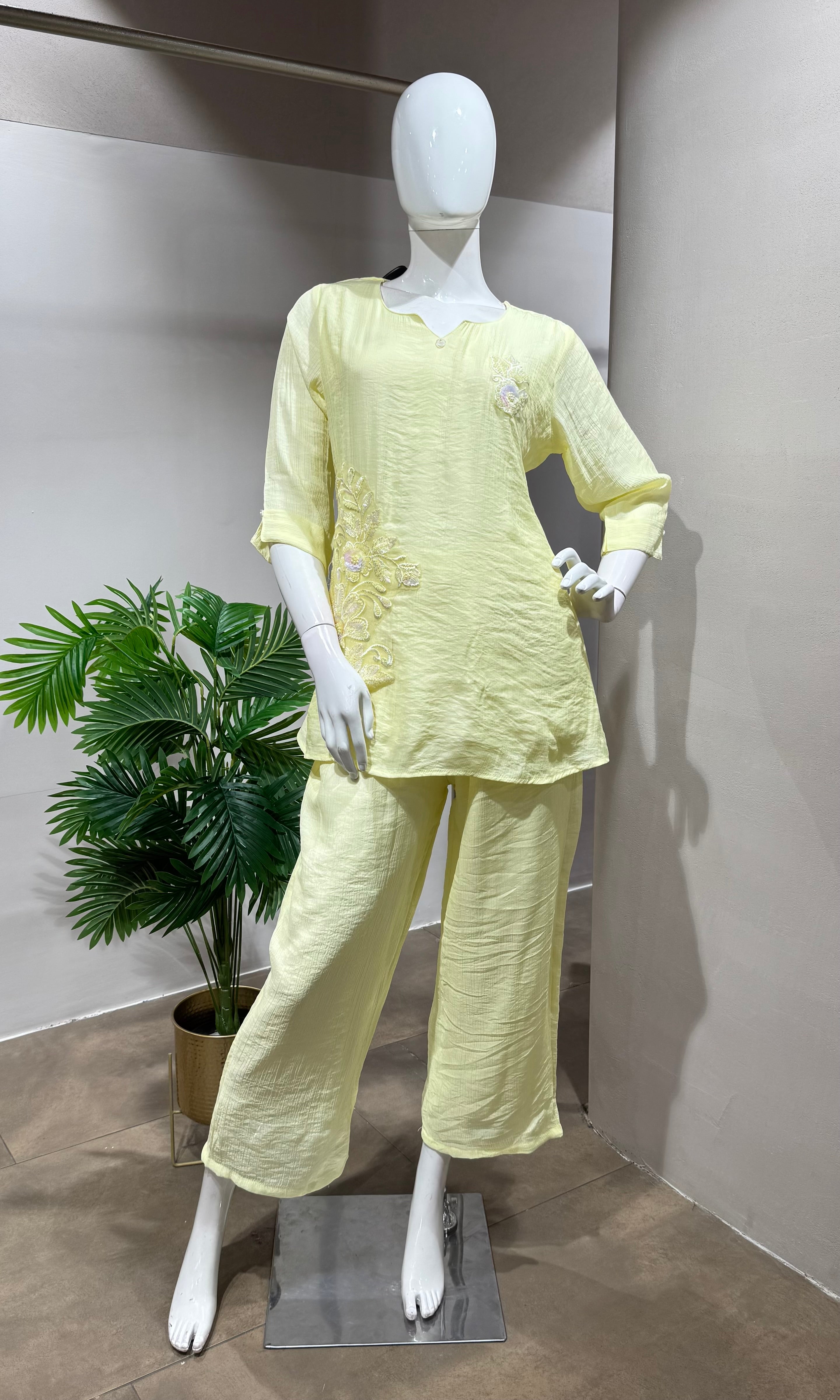 LIGHT YELLOW ETHNIC CORD SET