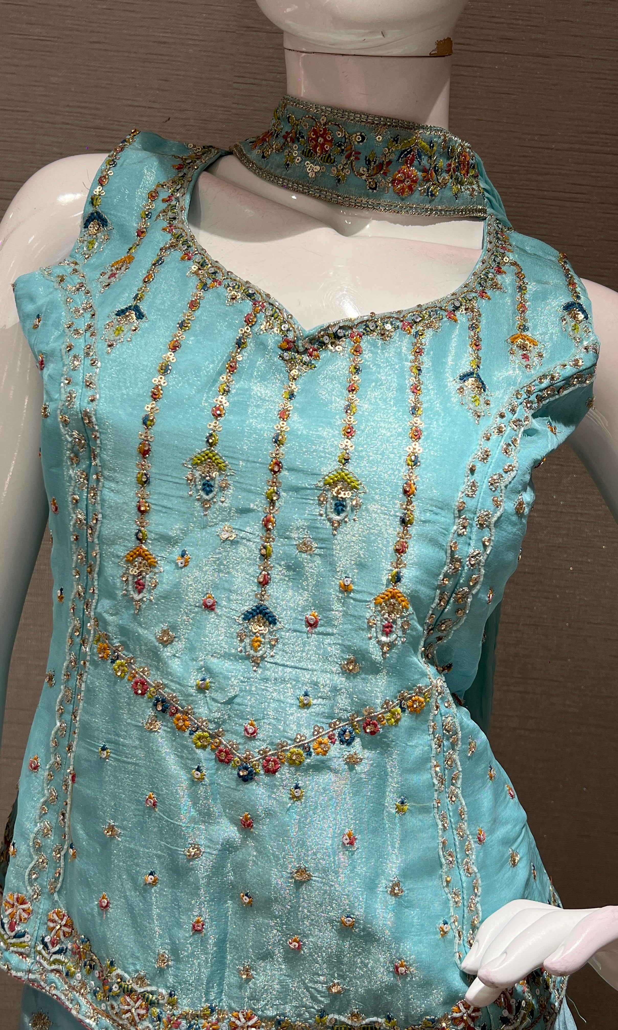 Blue EMBROIDERED SHARARA SET