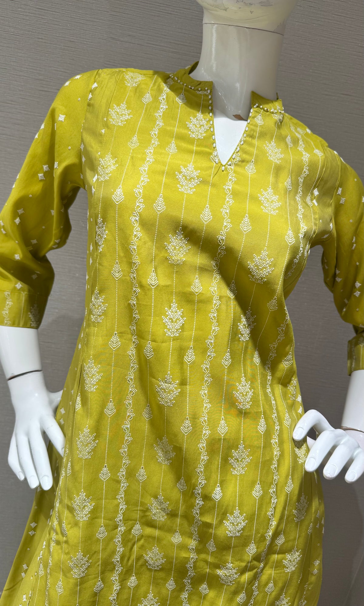 Green cotton Printed Kurta Set with Contrast dupatta