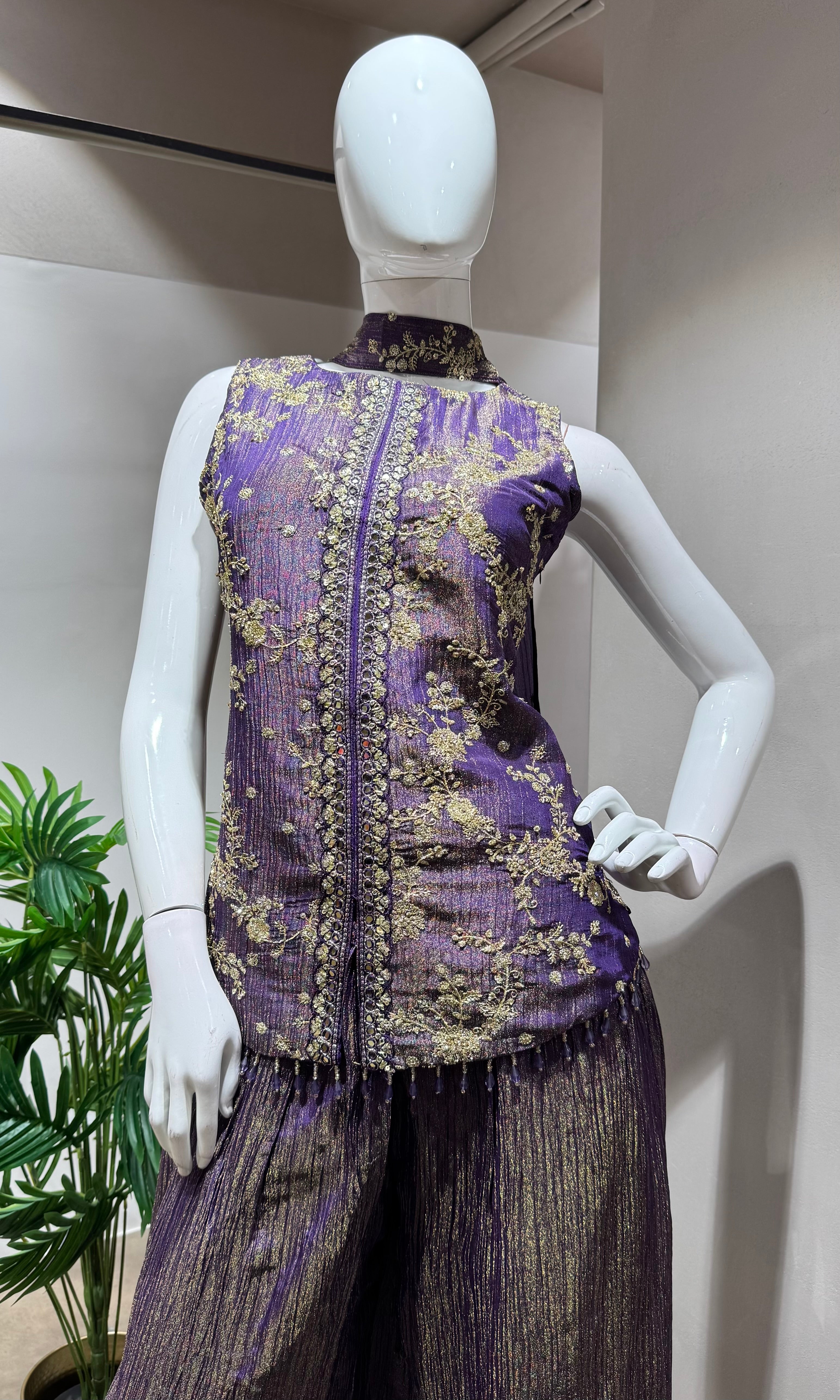 PURPLE GOLDEN ETHNIC PALAZZO SET
