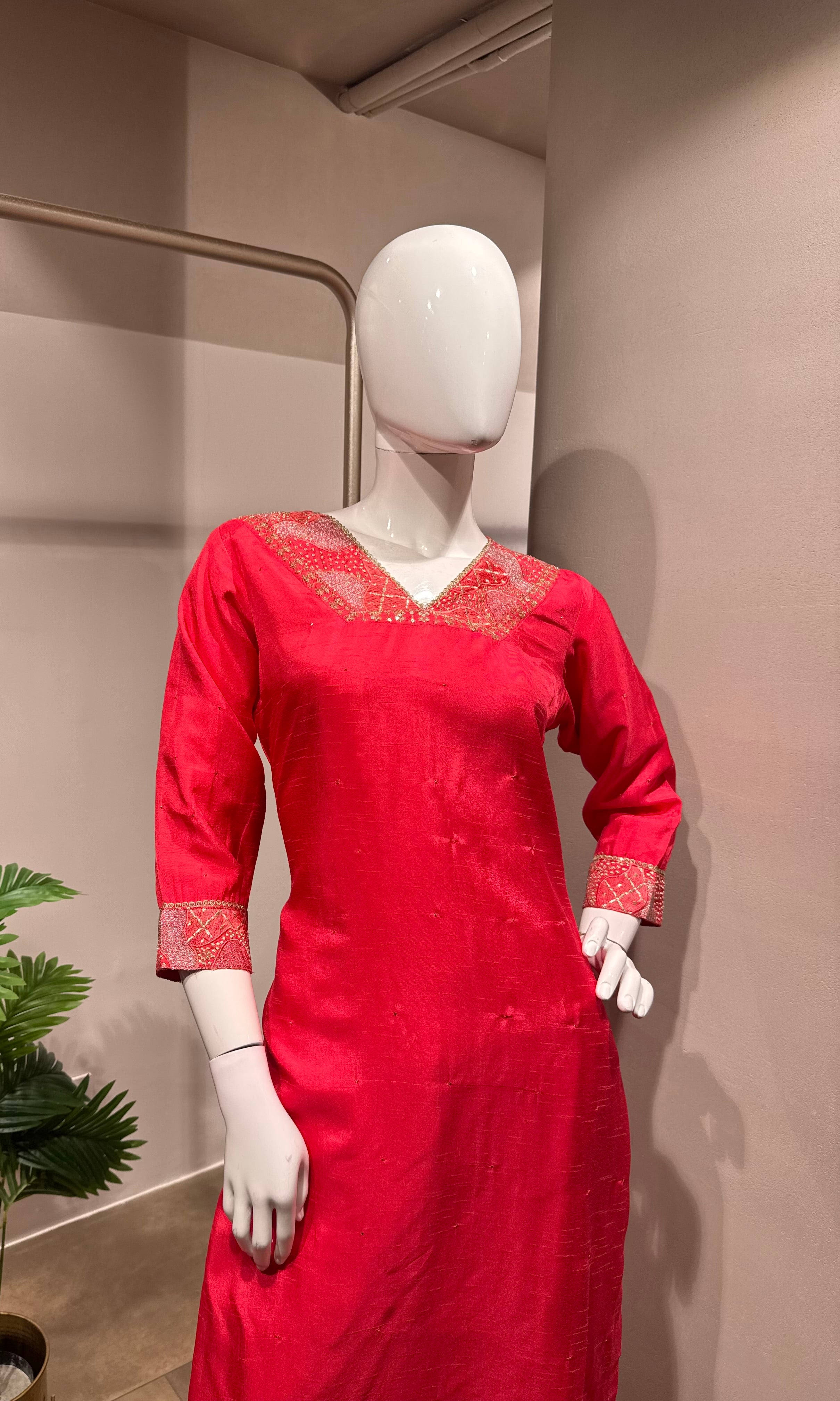 Rani pink kurta set