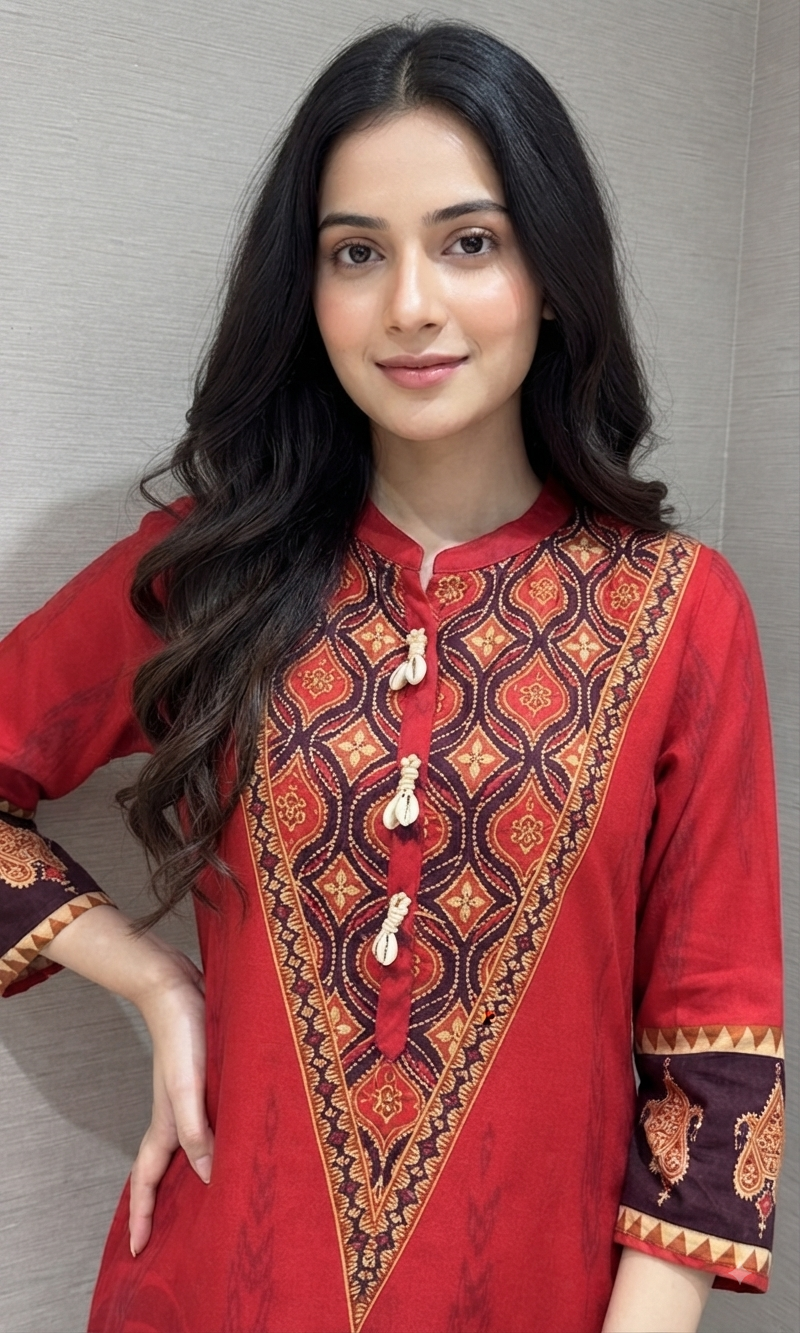 RED Intricate Bordered cord set