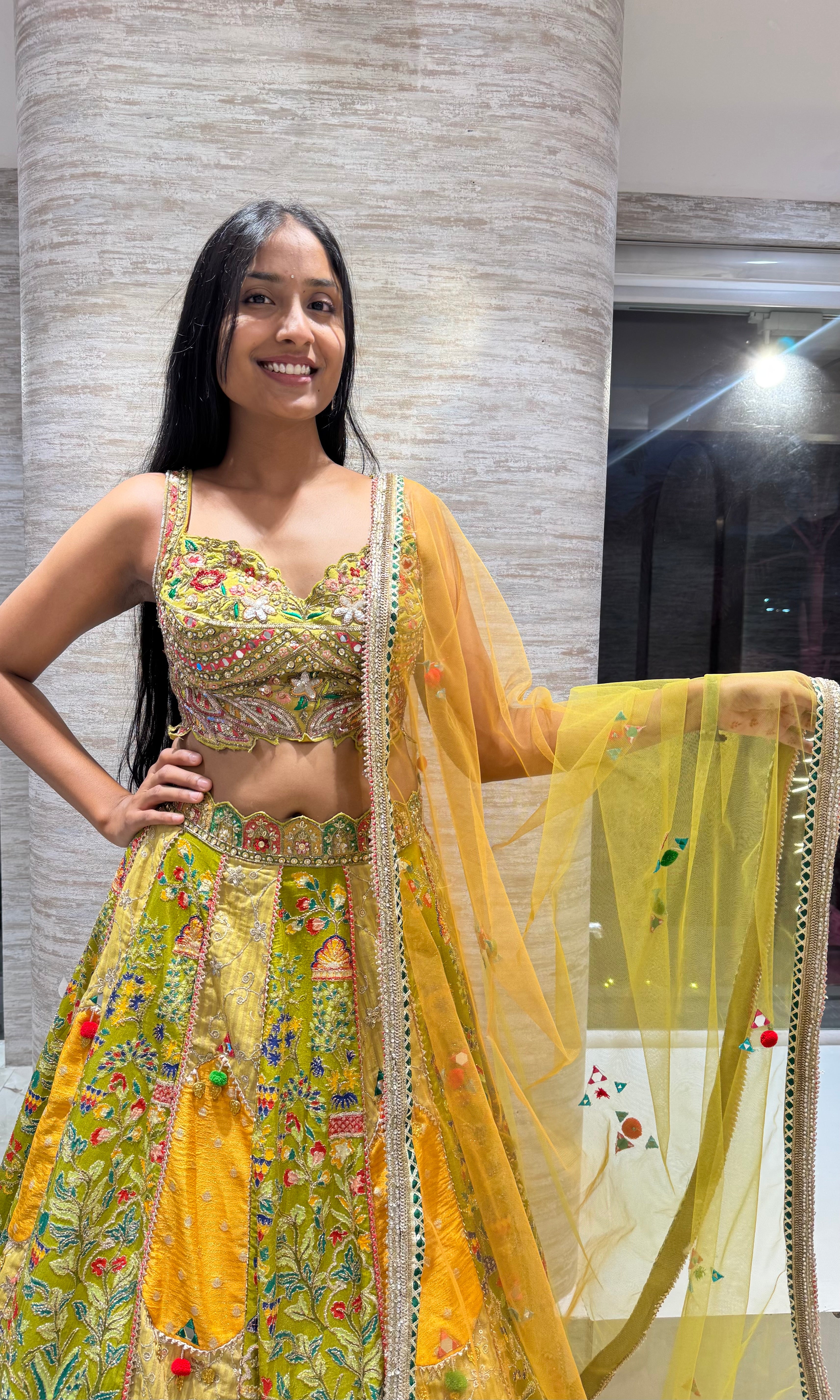 Mehandi green Floral Lehenga