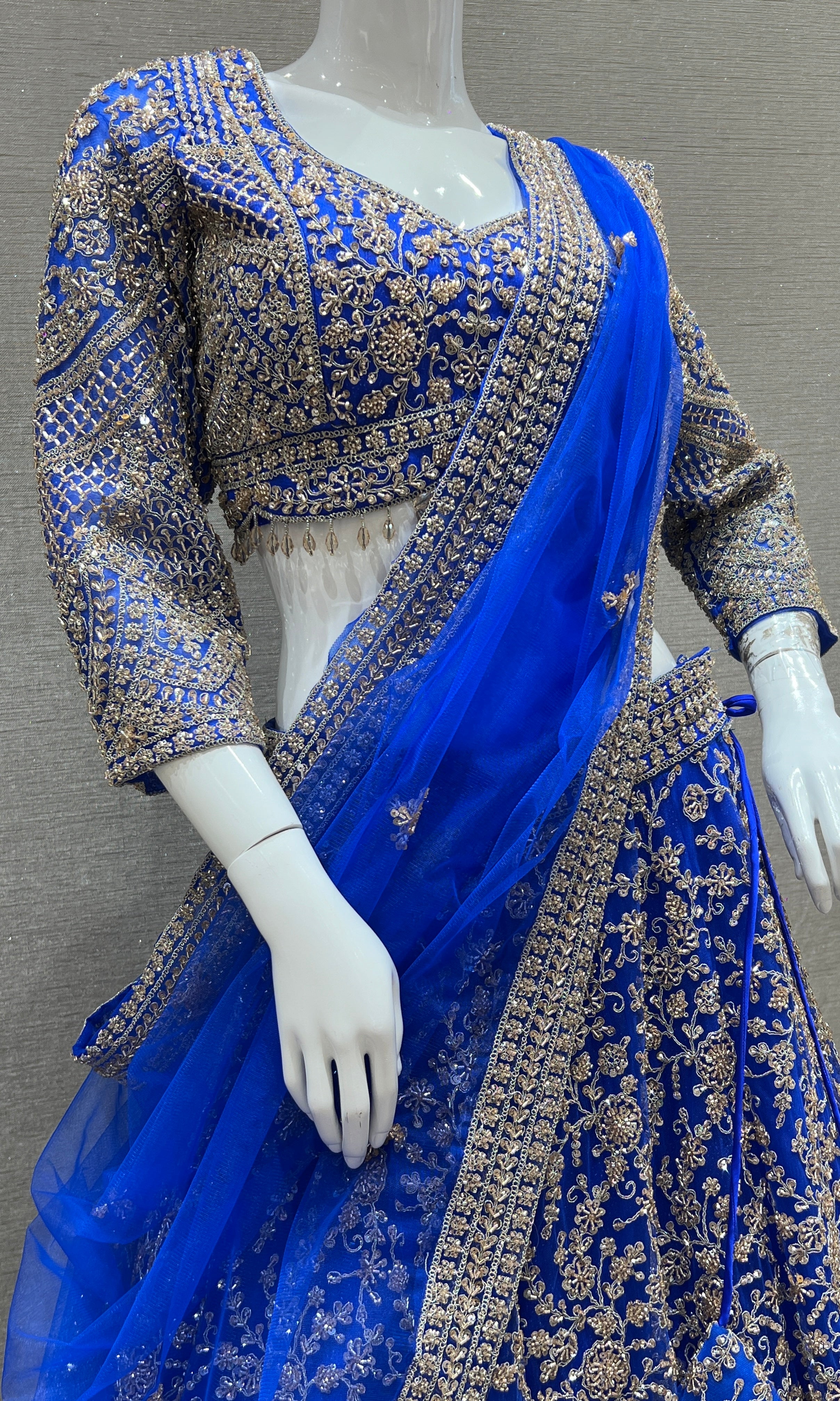 Blue crop top lehanga