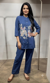 Blue Floral Embroidered Co-Ord SET