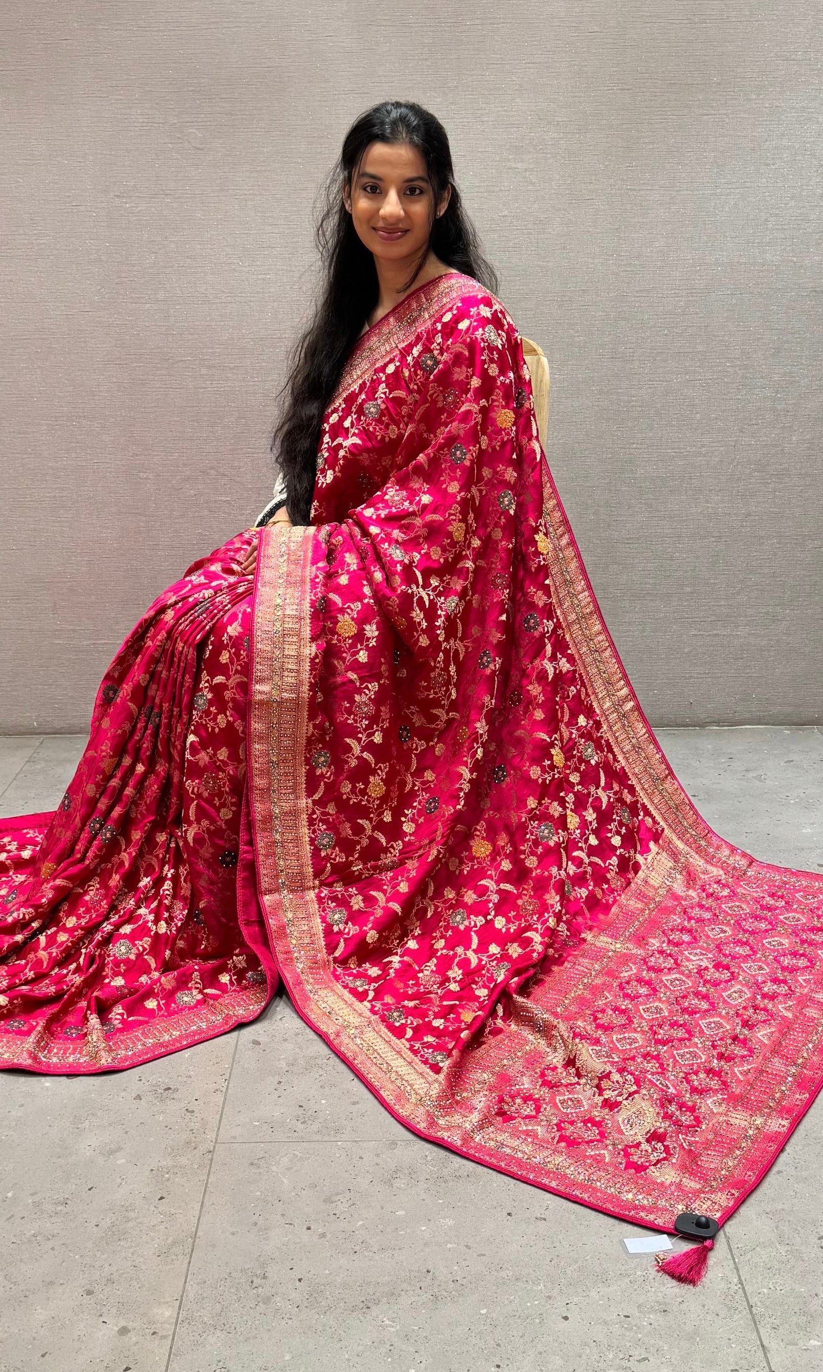 Pink Banarasi saree