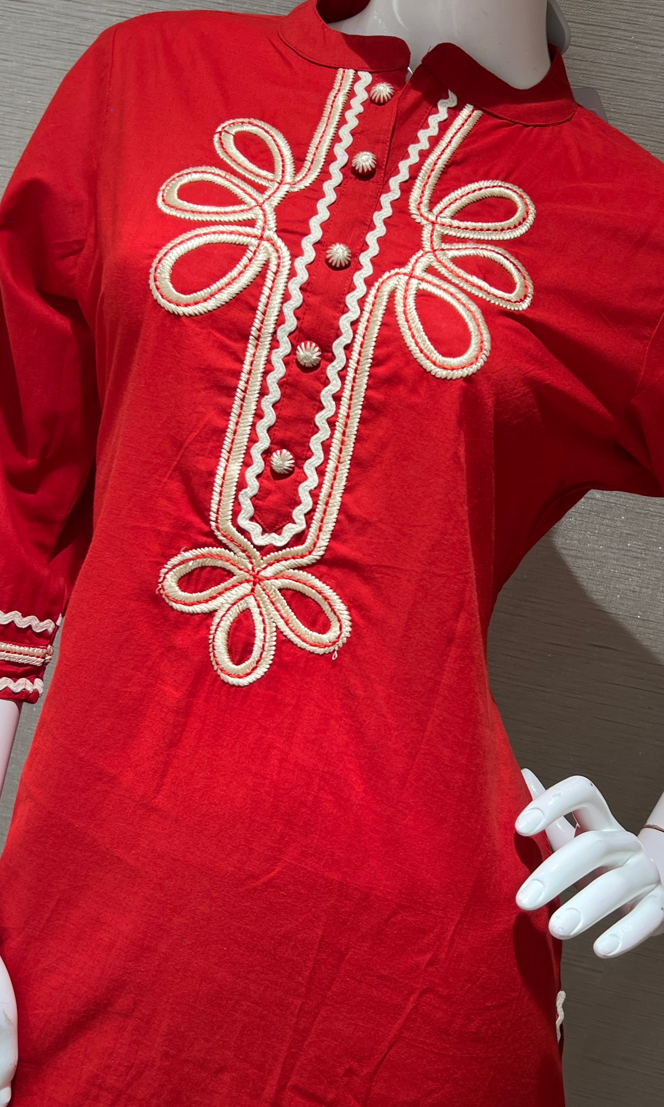 Red FLORAL KURTA SET WITH  palazzo PANTS