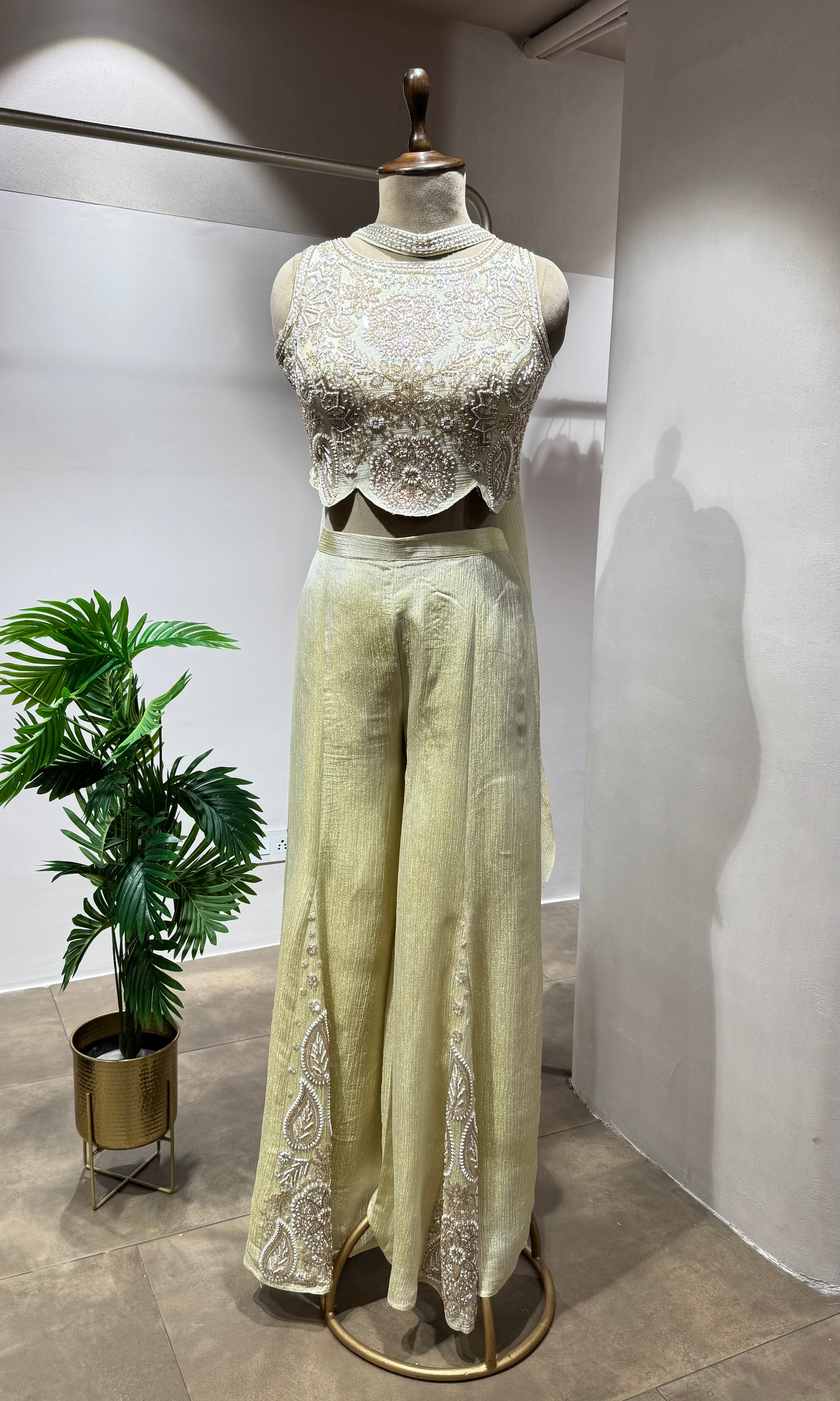 CREAM EMBROIDERY PALAZOO SET