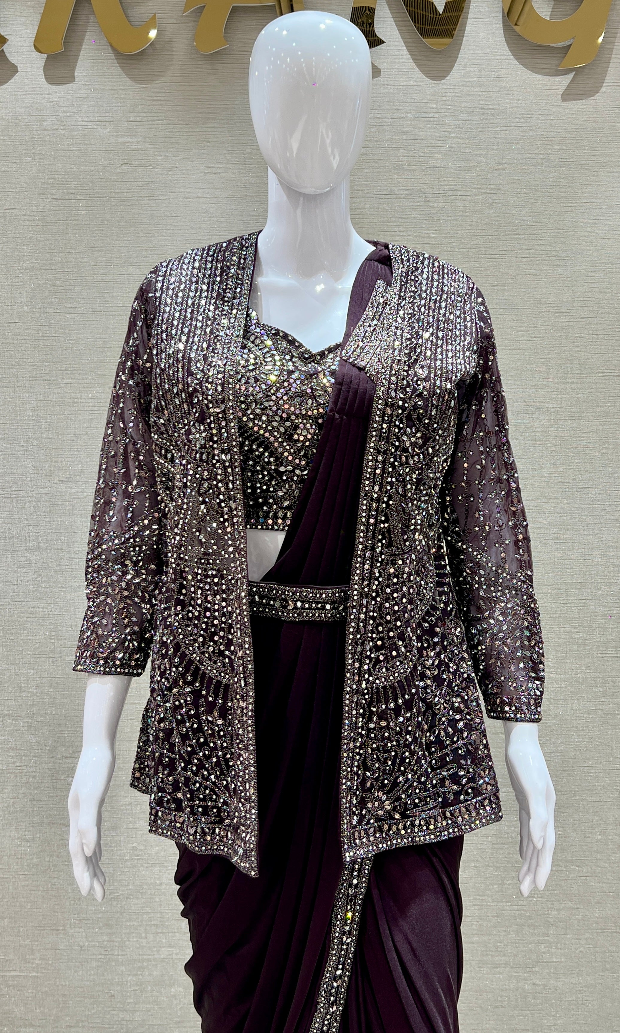 Wine one minute saree