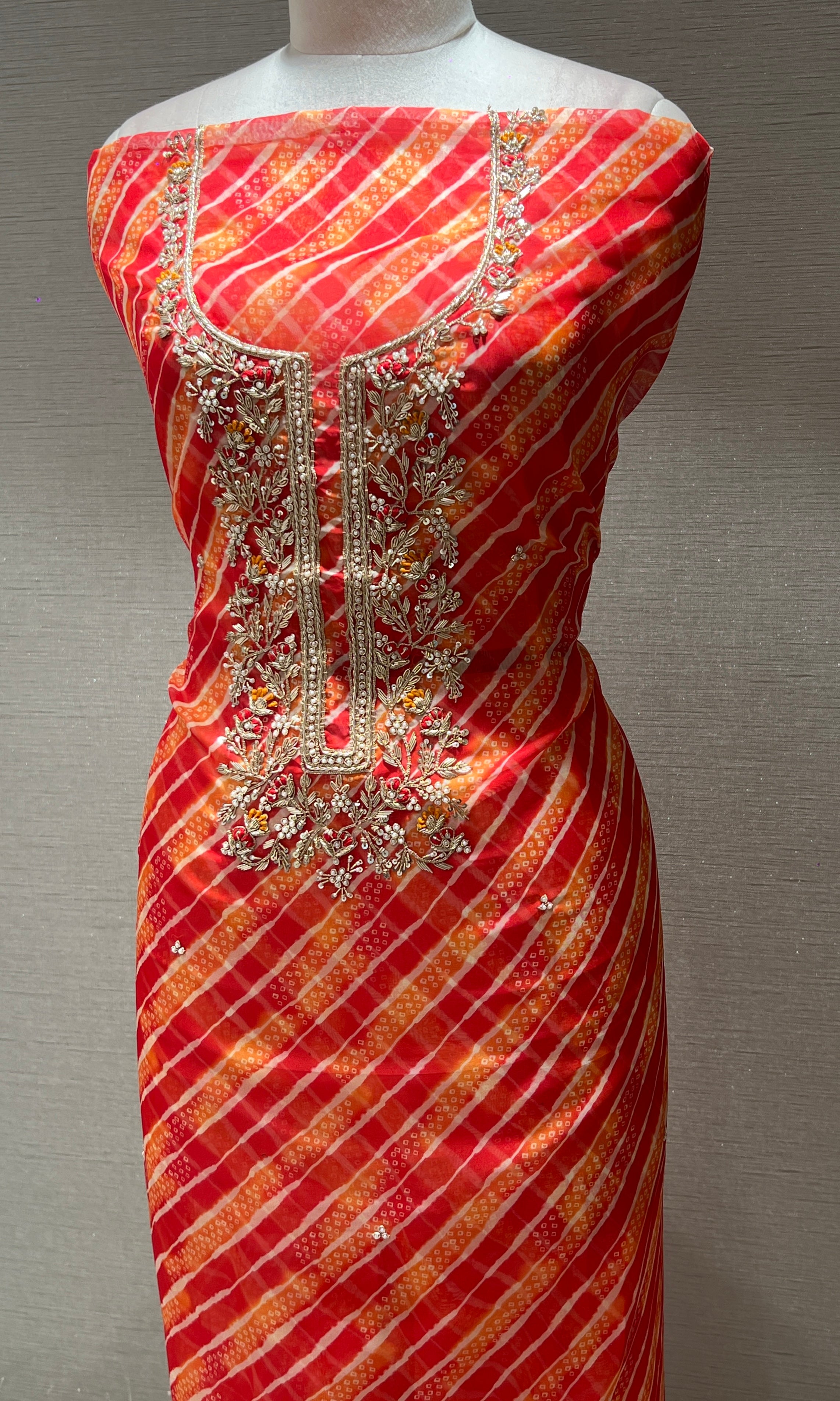Orange dress material (party wear)