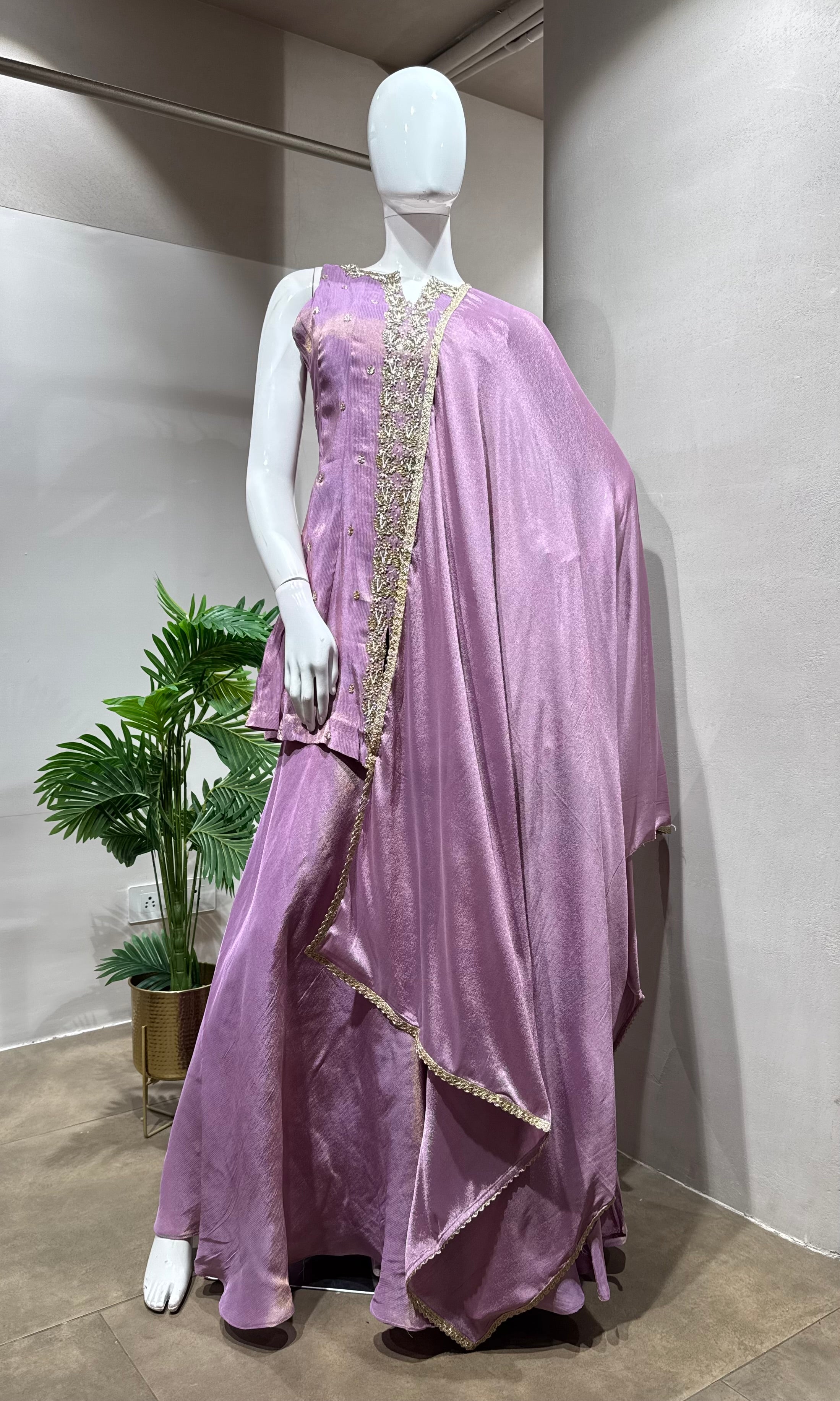 lavender shimmer elegant palazzo set