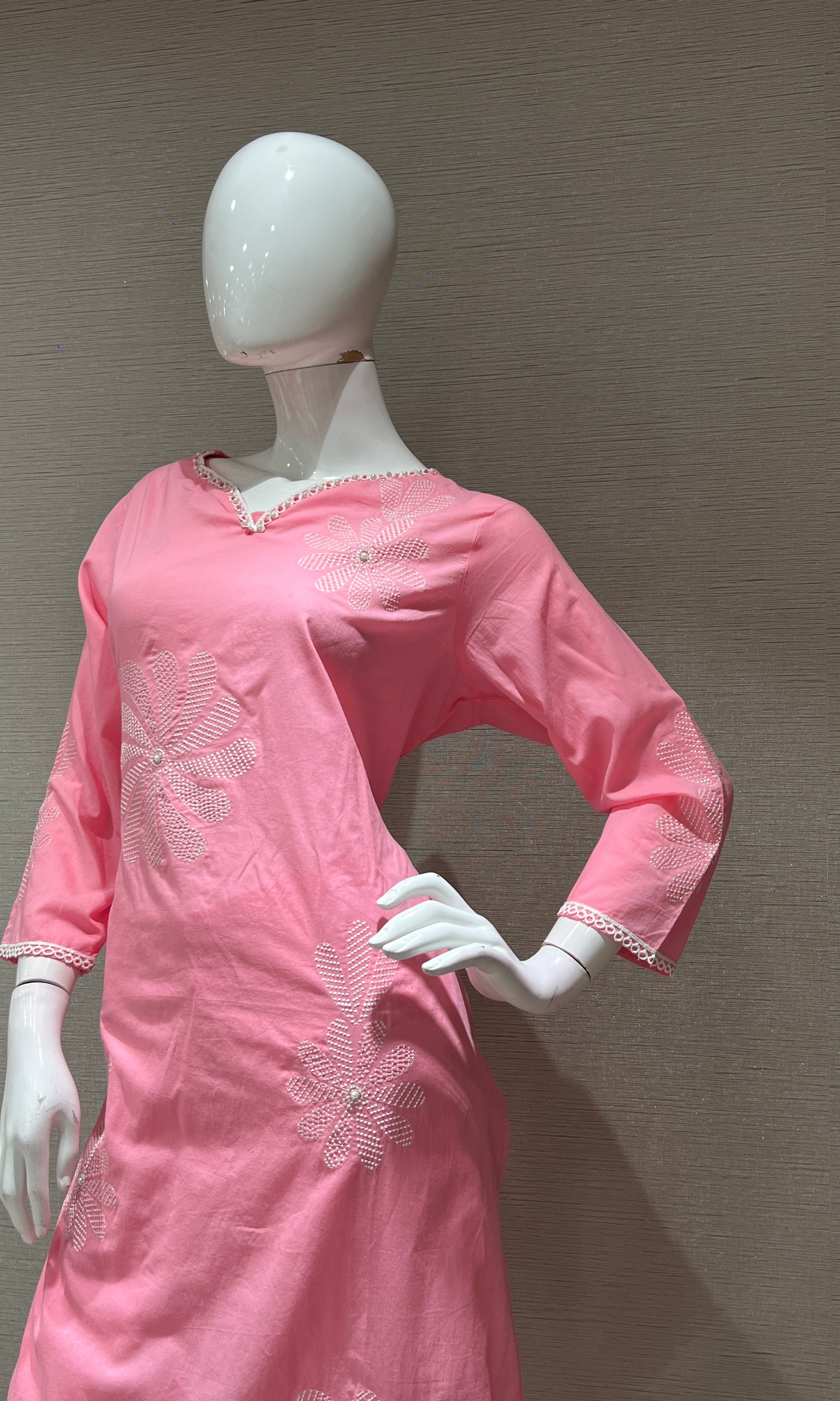 BABY pink FLORAL KURTA SET