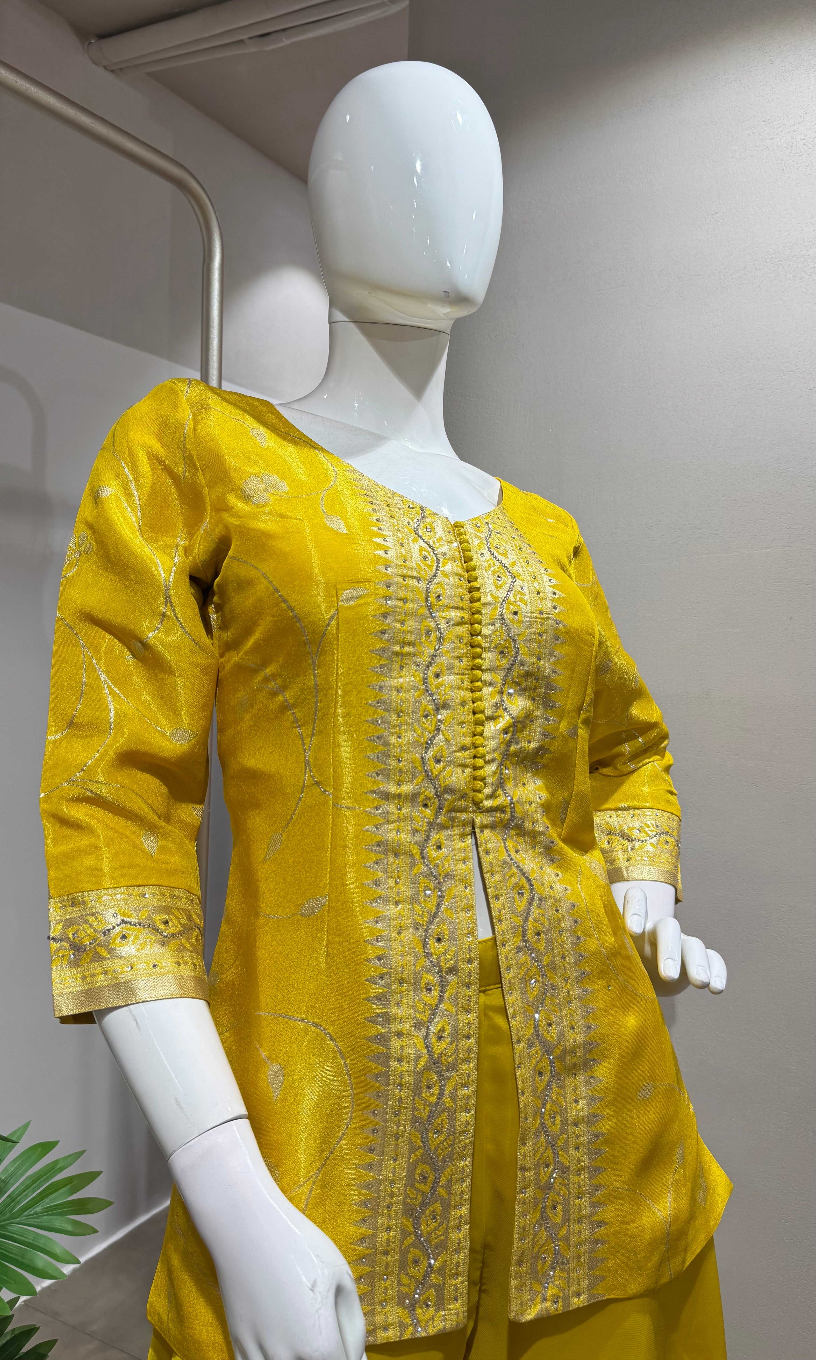 YELLOW GOLDEN SHARARA SET