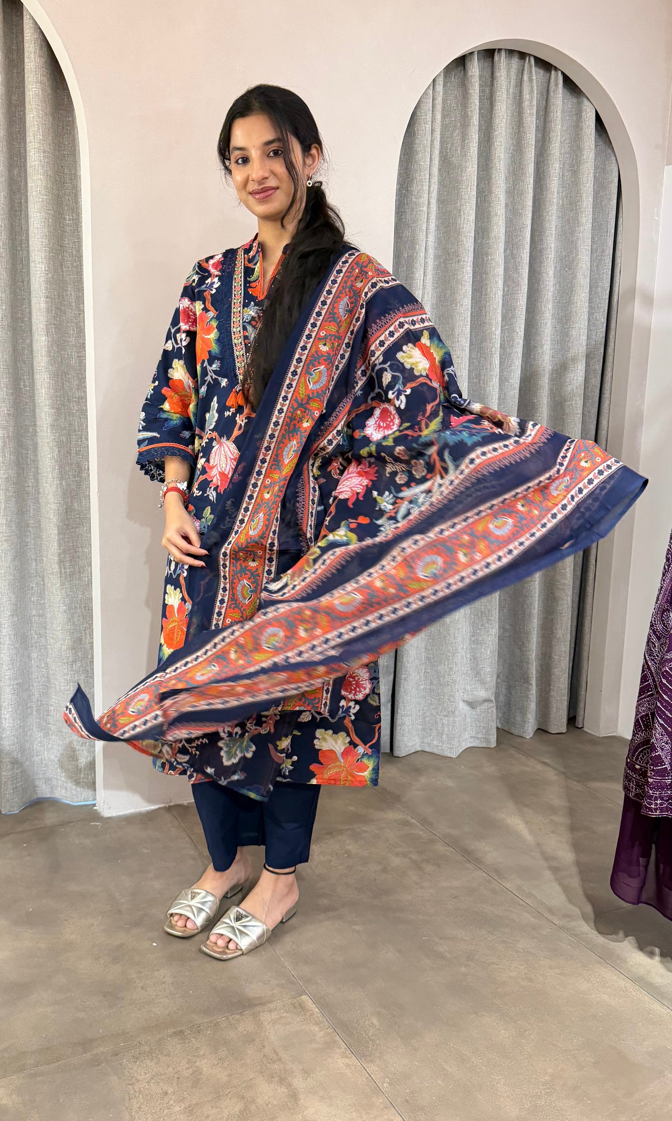 Blue FLORAL kurta set