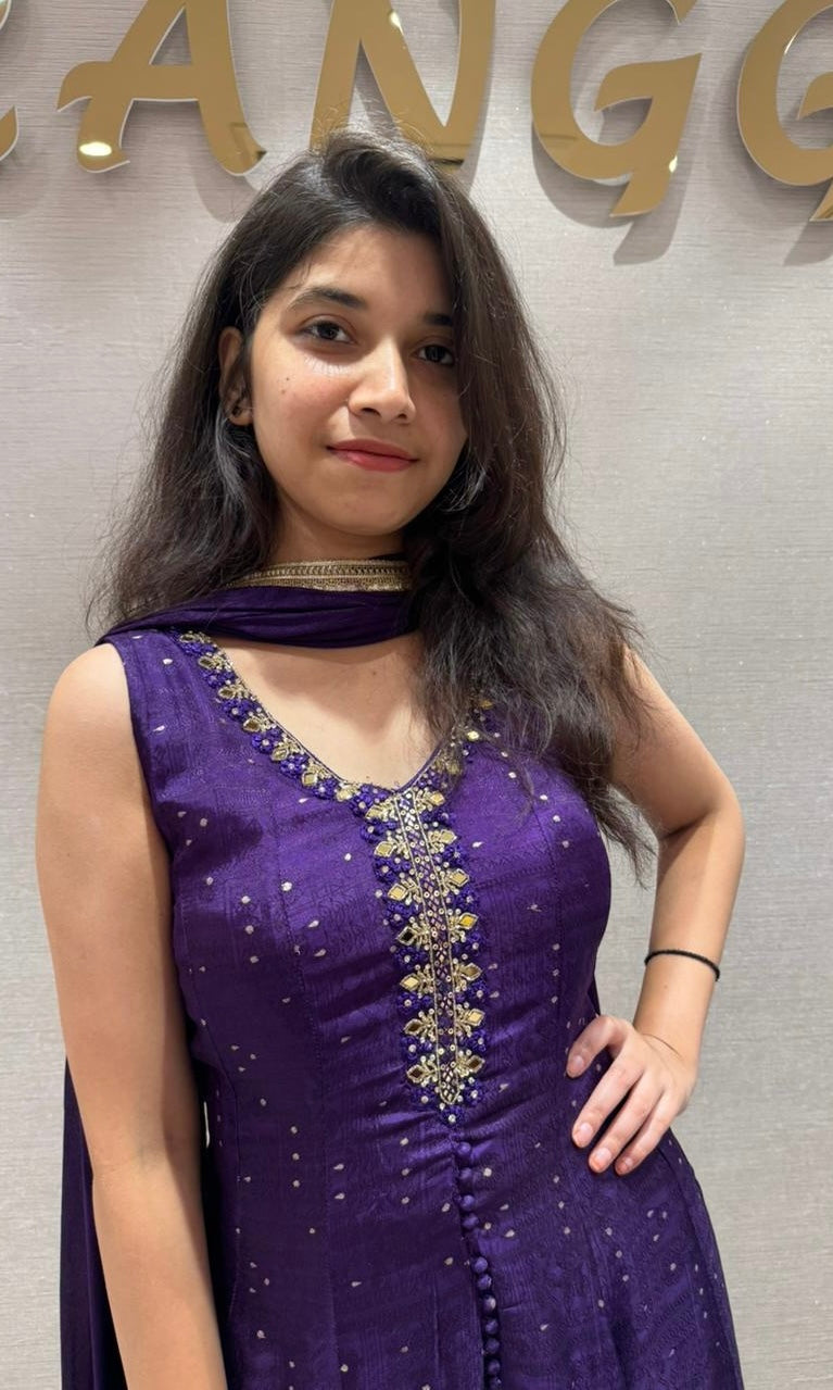 Royal Amethyst Front Slit Anarkali KURTA Set