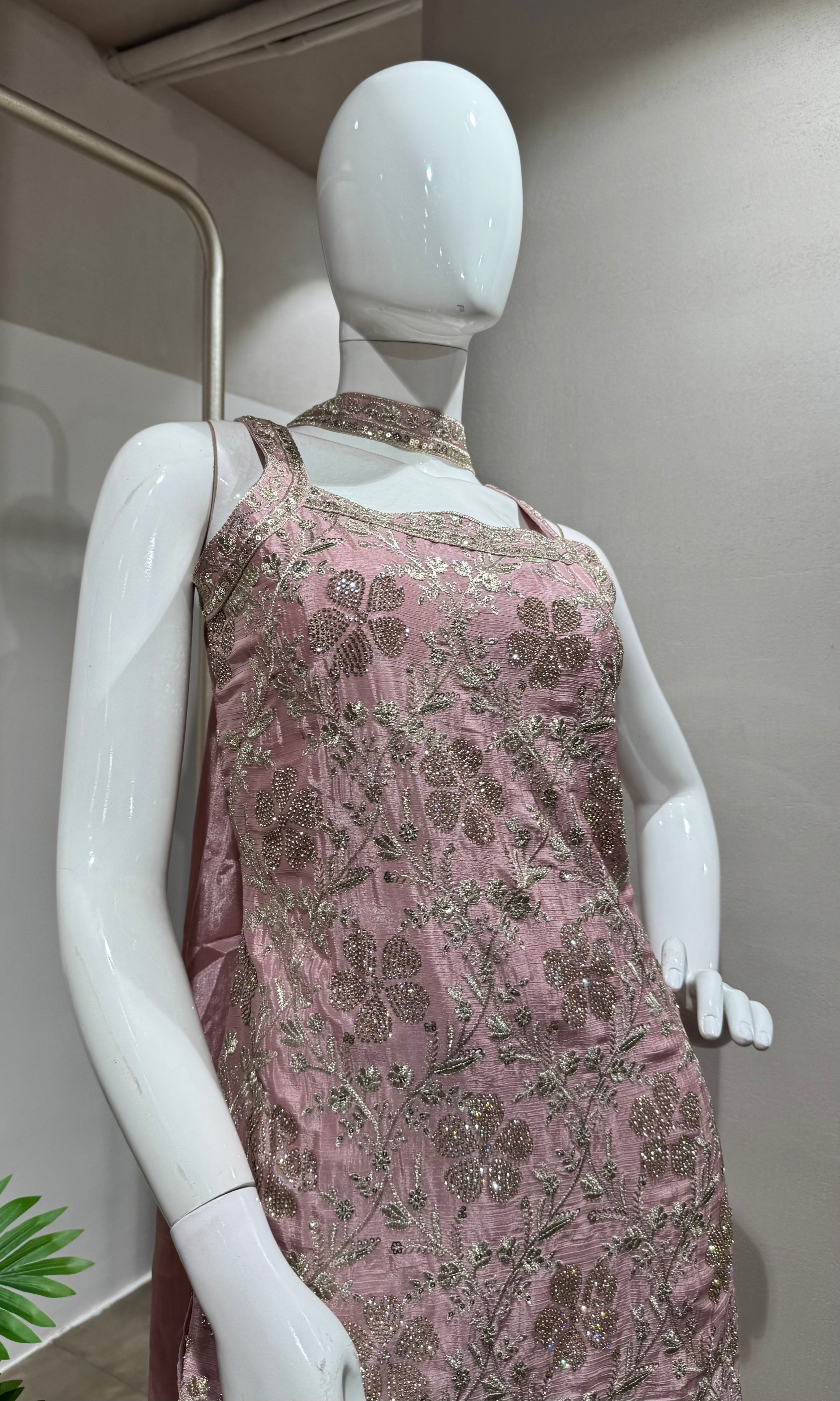Blush Pink FLORAL Embroidered Sharara Set