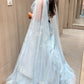 🐬Light blue long dress with butterfly ￼sleeves🐬