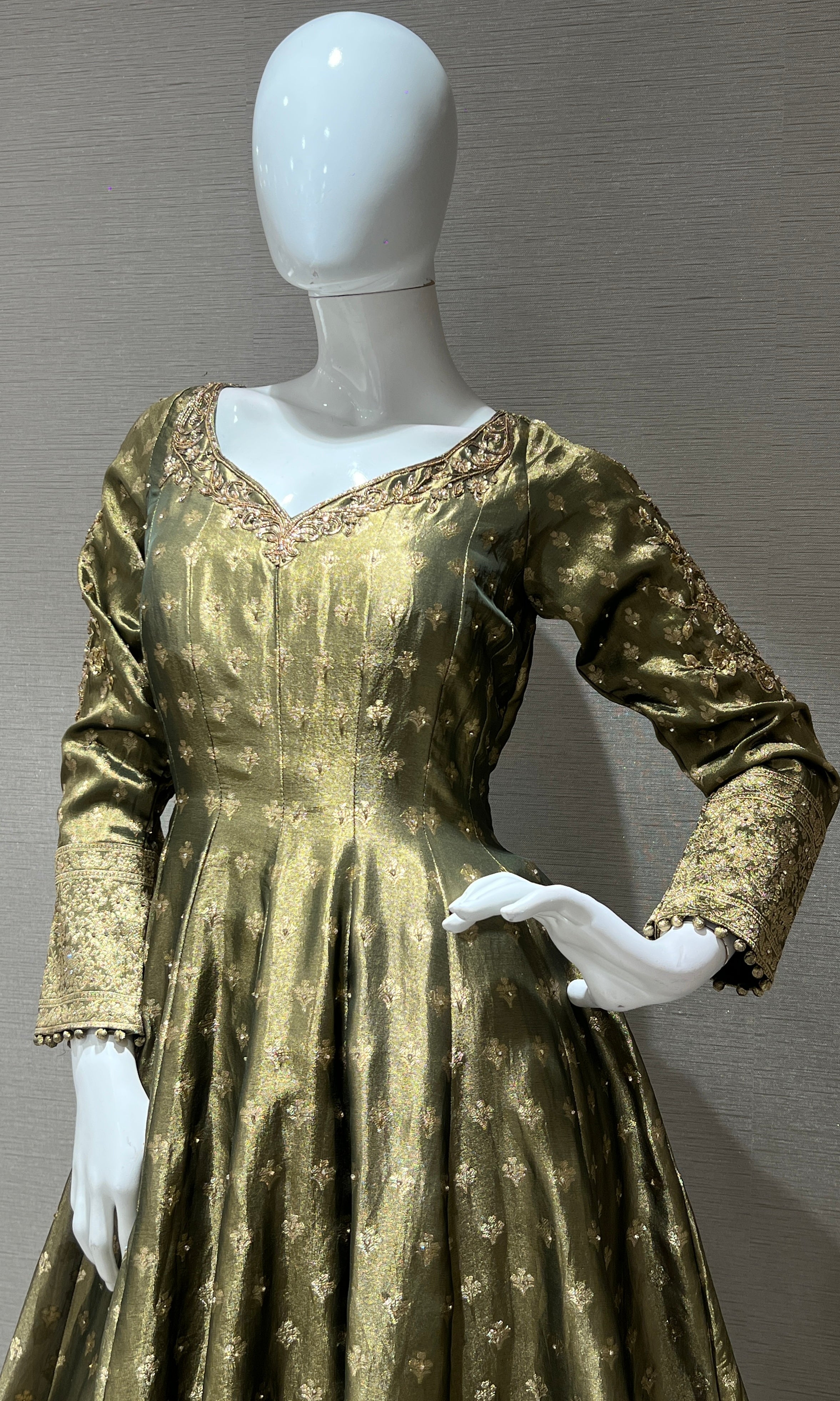 Green Anarkali kurta set with palazzo pants
