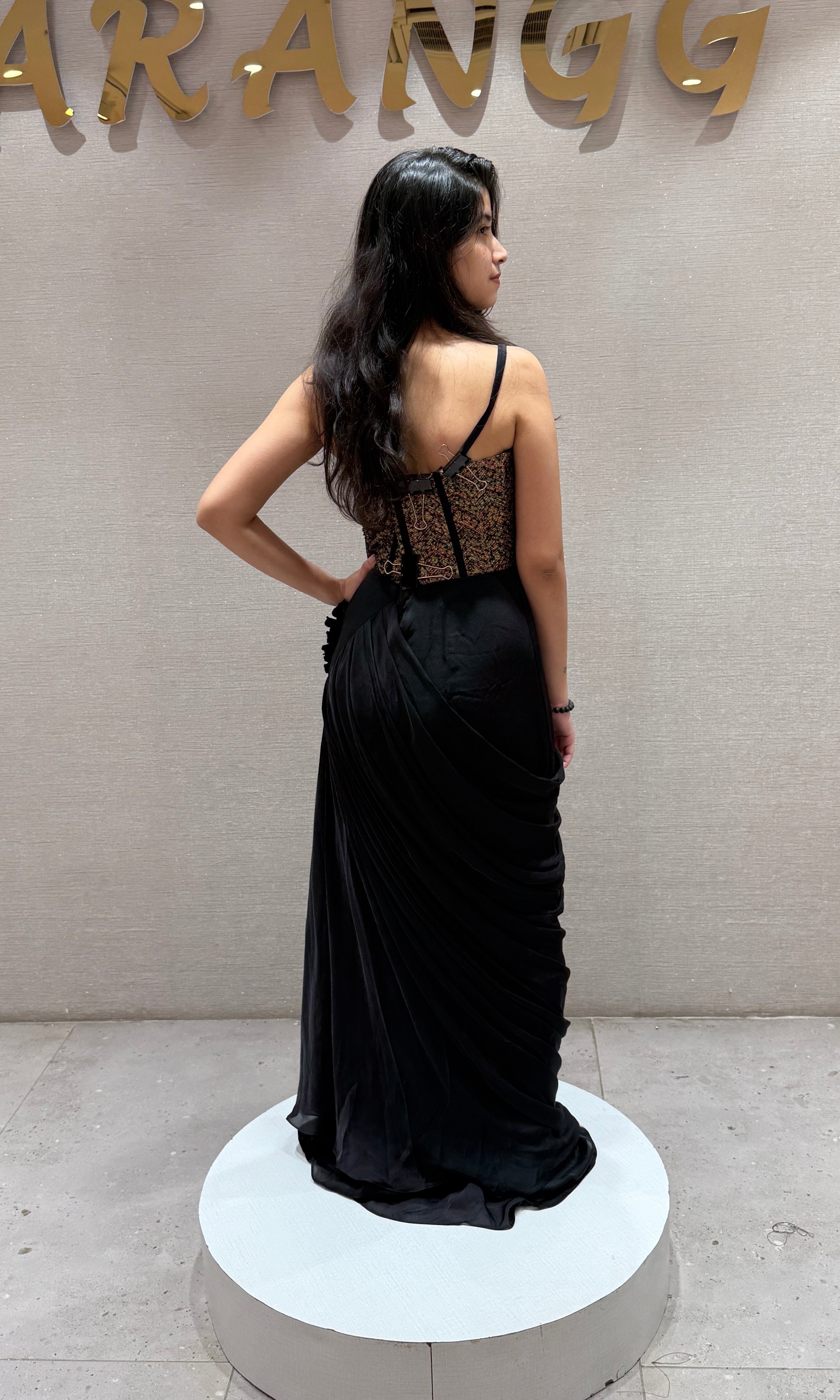 Black Corset Style Draped gown