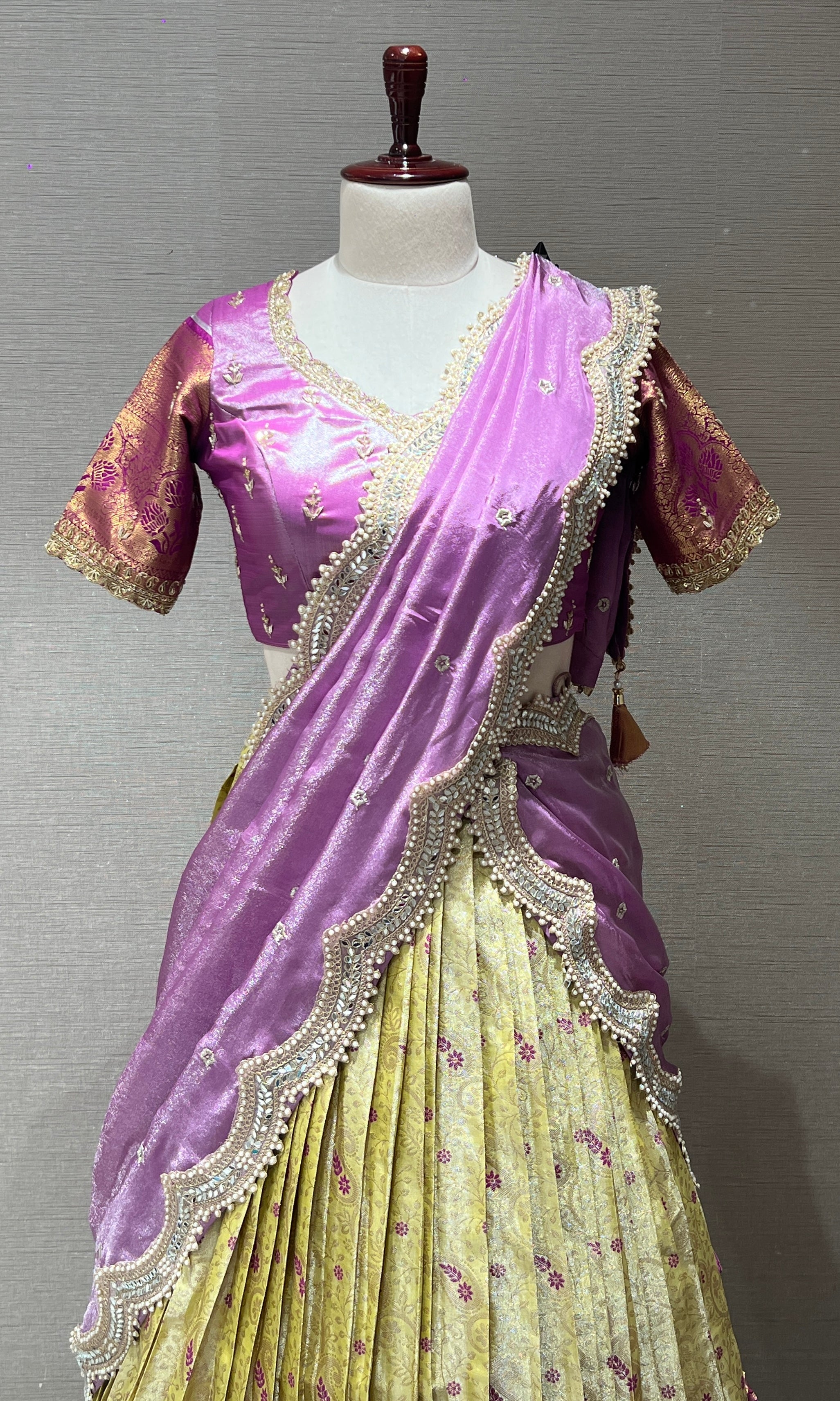 Lavender and Parrot Green Lehenga