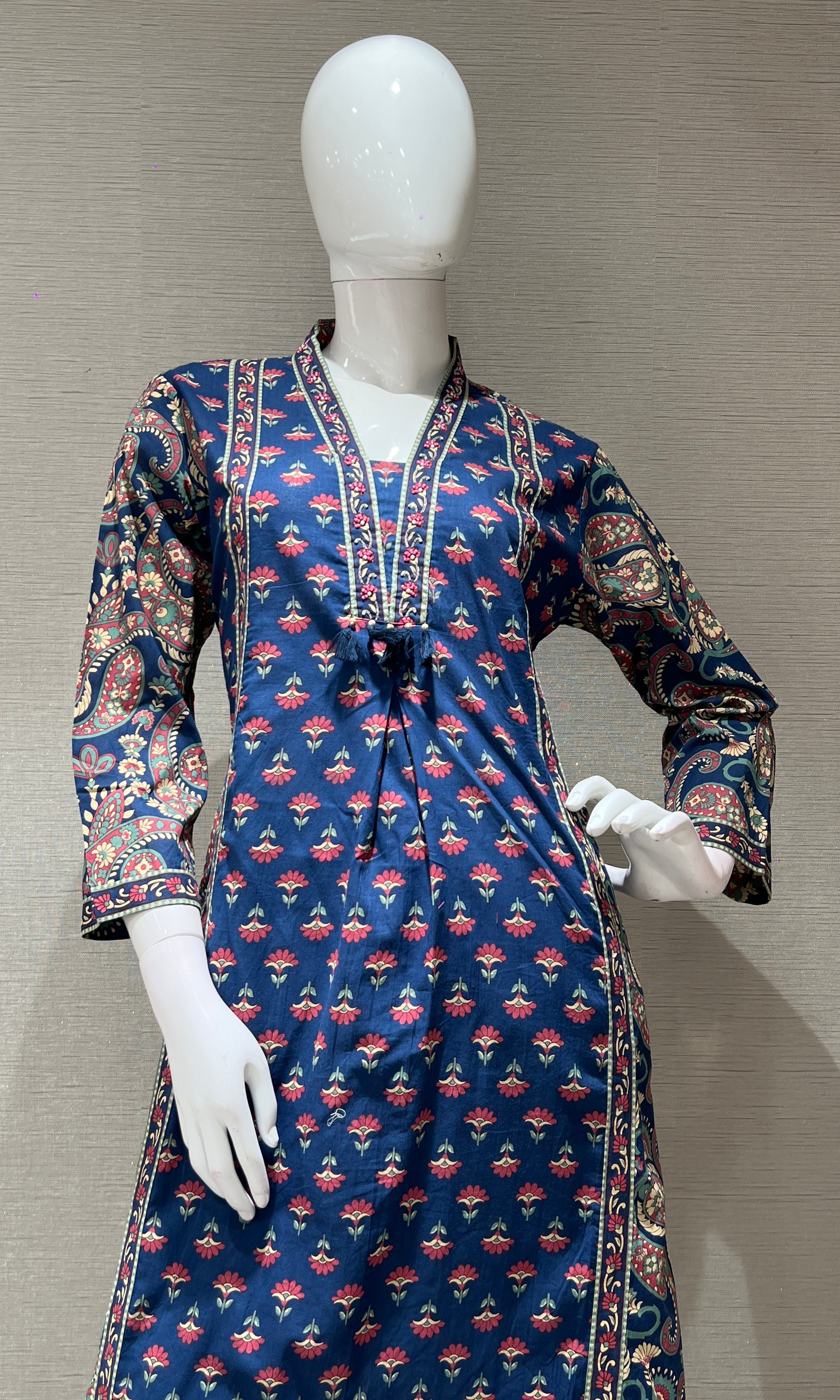 Blue Ethnic Motif Printed Kurta Set