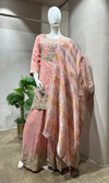 pink silk embroidered sharara set