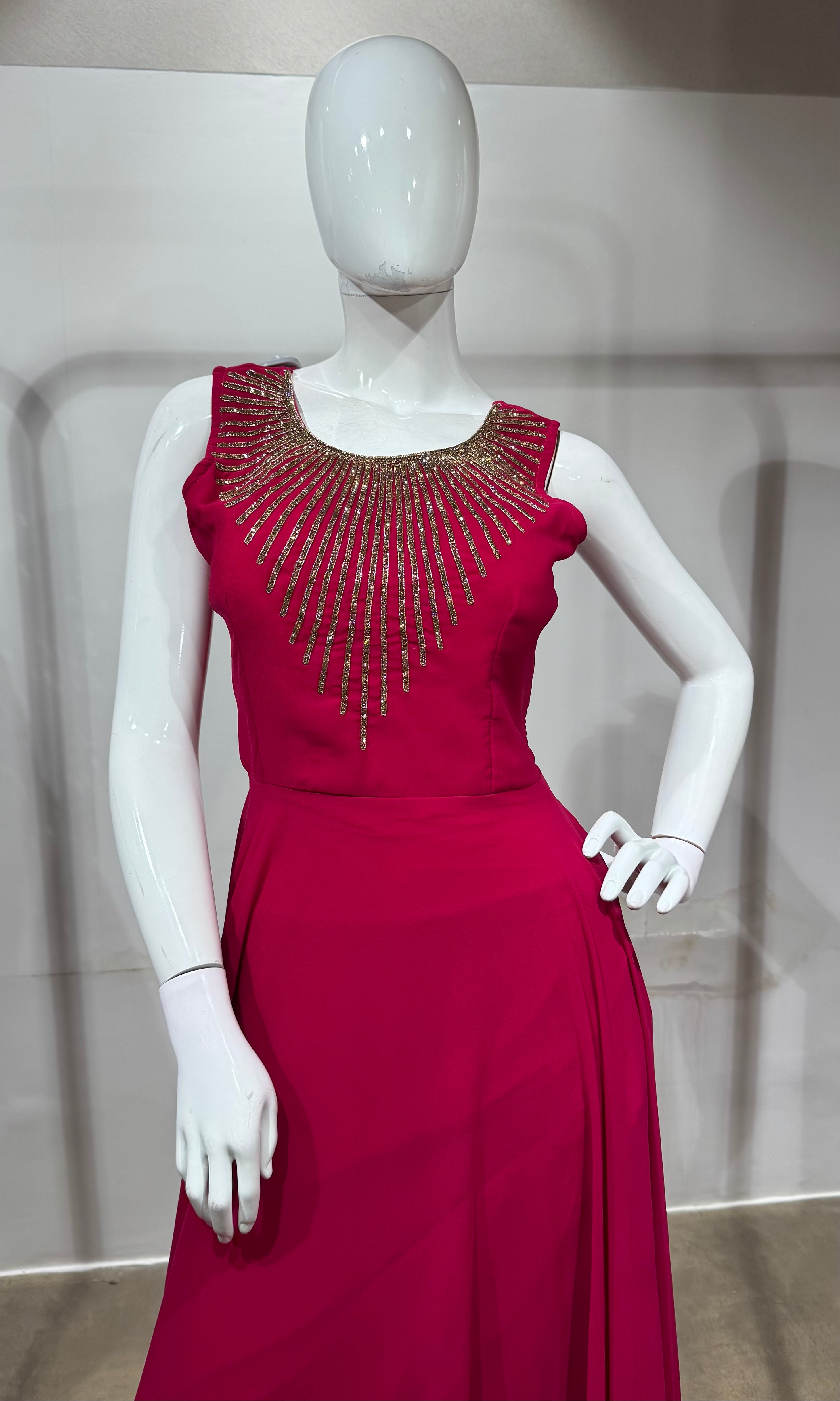 RANI Magenta Embroidered Anarkali Gown Set