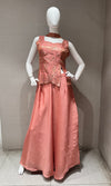 Rust Satin Embellished Crop Top and Palazzo Set