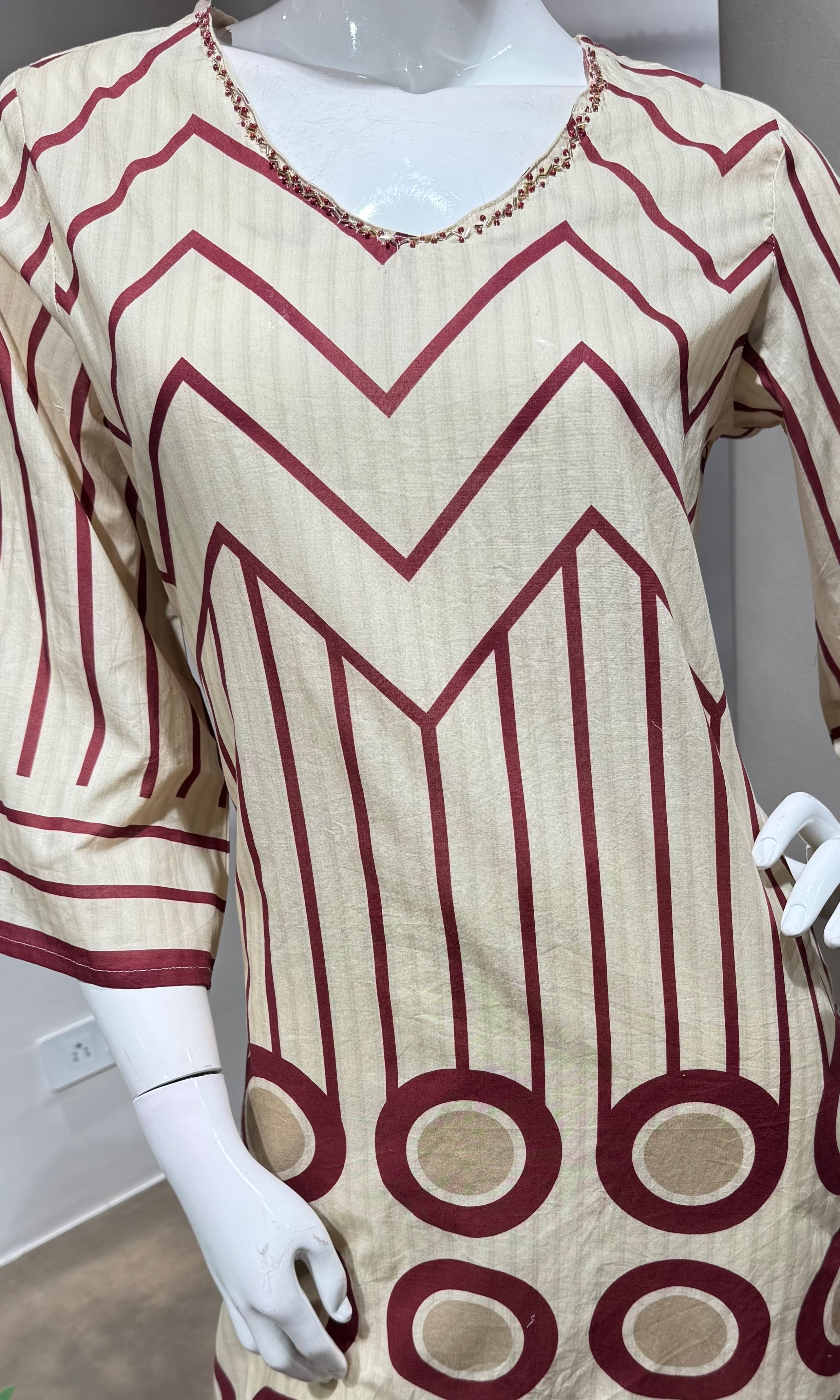 Pink Geometric digital pattern kurti with pants
