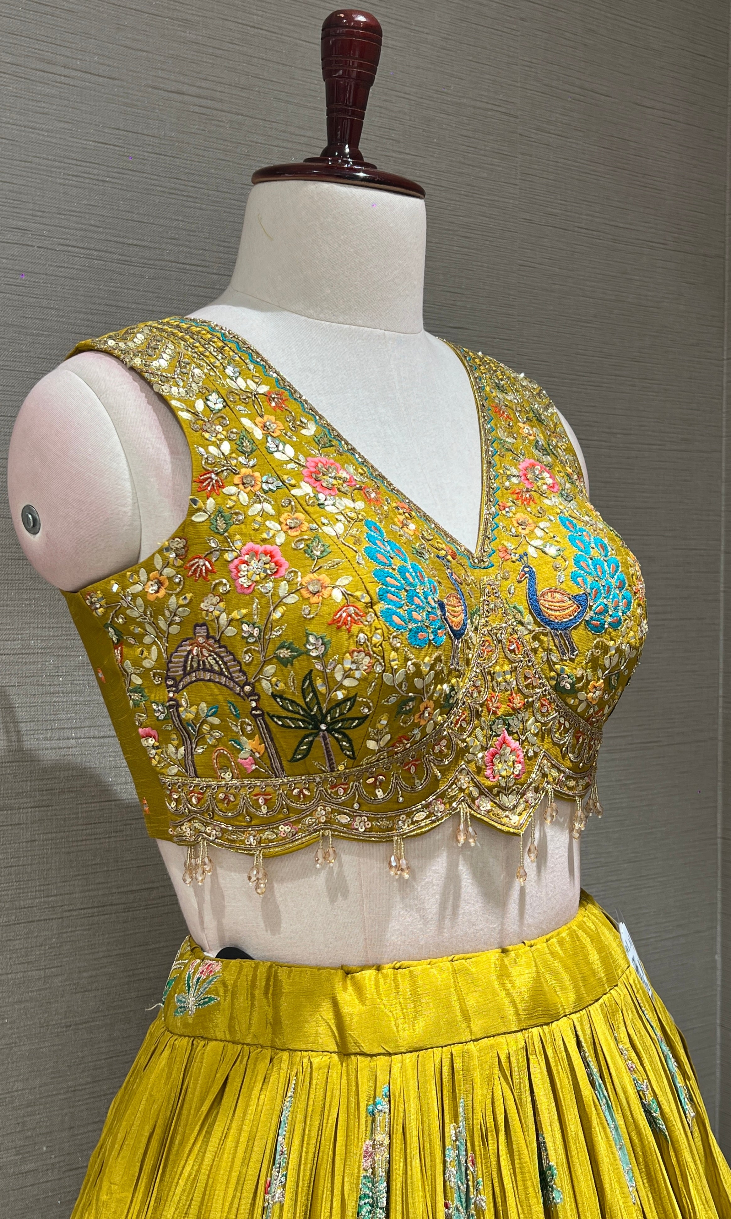 Mustard yellow embroidered Lehenga