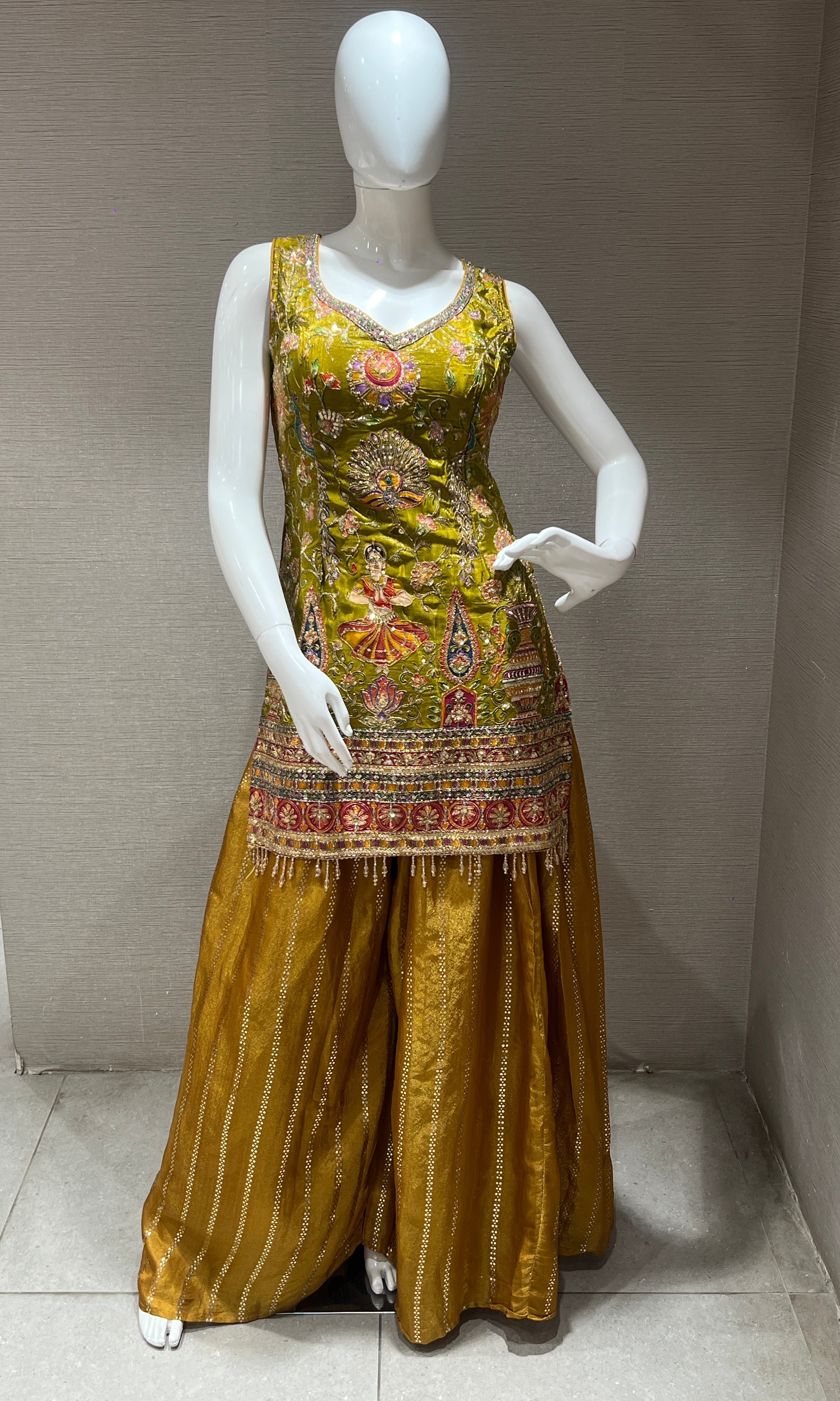 Mustard yellow sharara