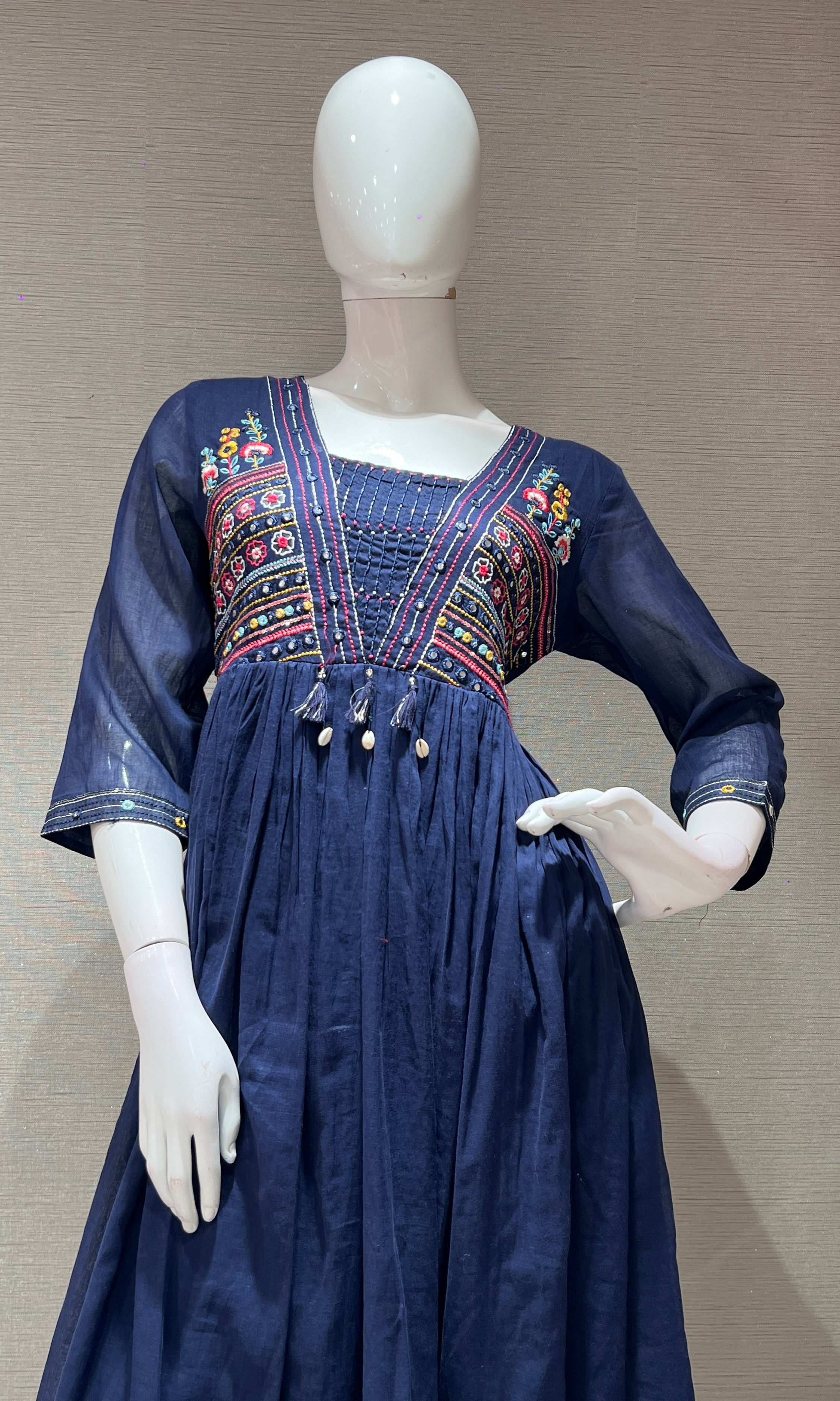 Blue EMBROIDERED A LINE kurta set
