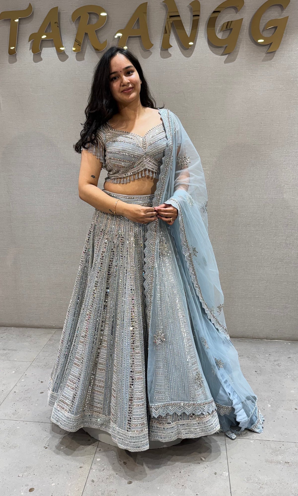 Blue Silver Embroidered Bridal Lehenga