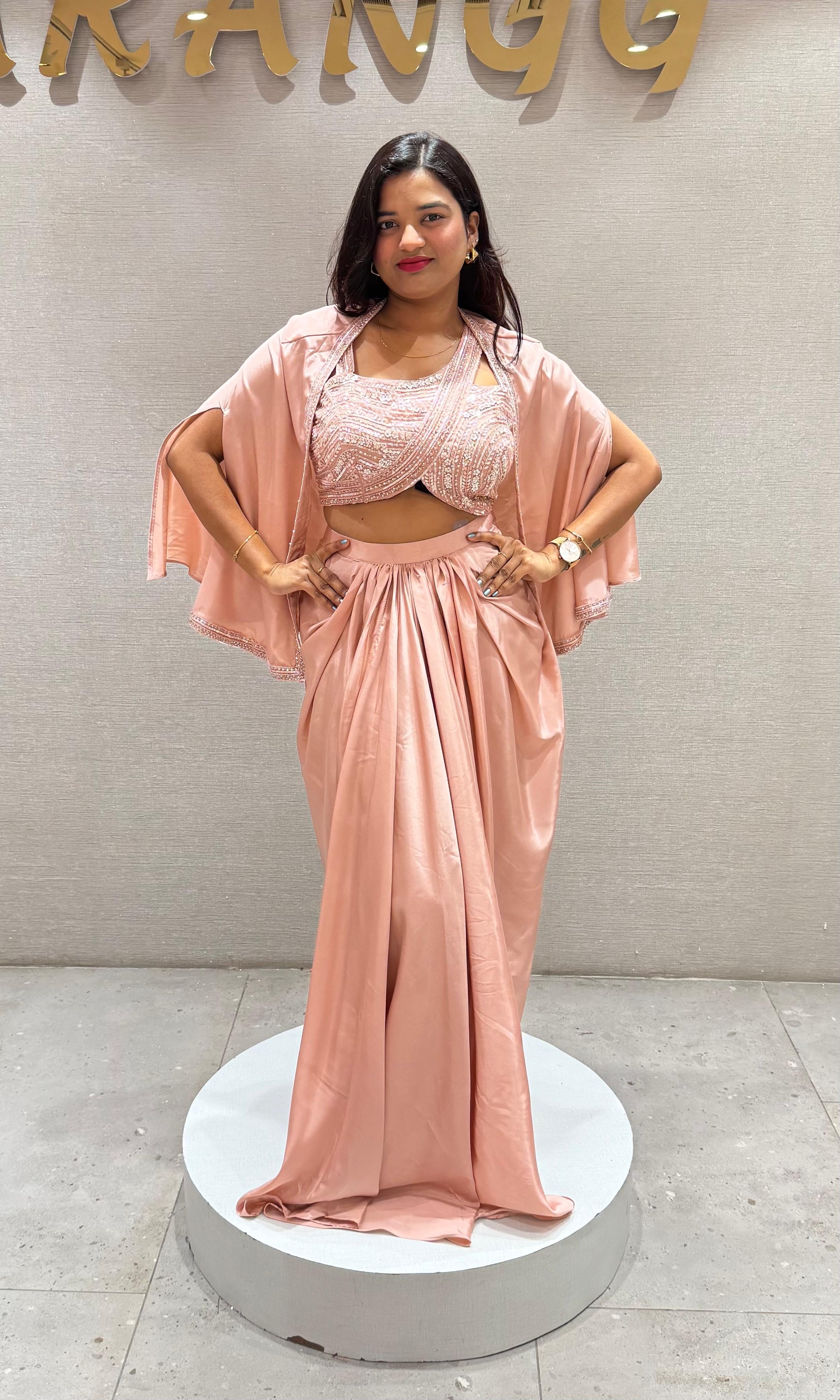 ONION PINK 3 PIECE INDO WESTERN DRESS