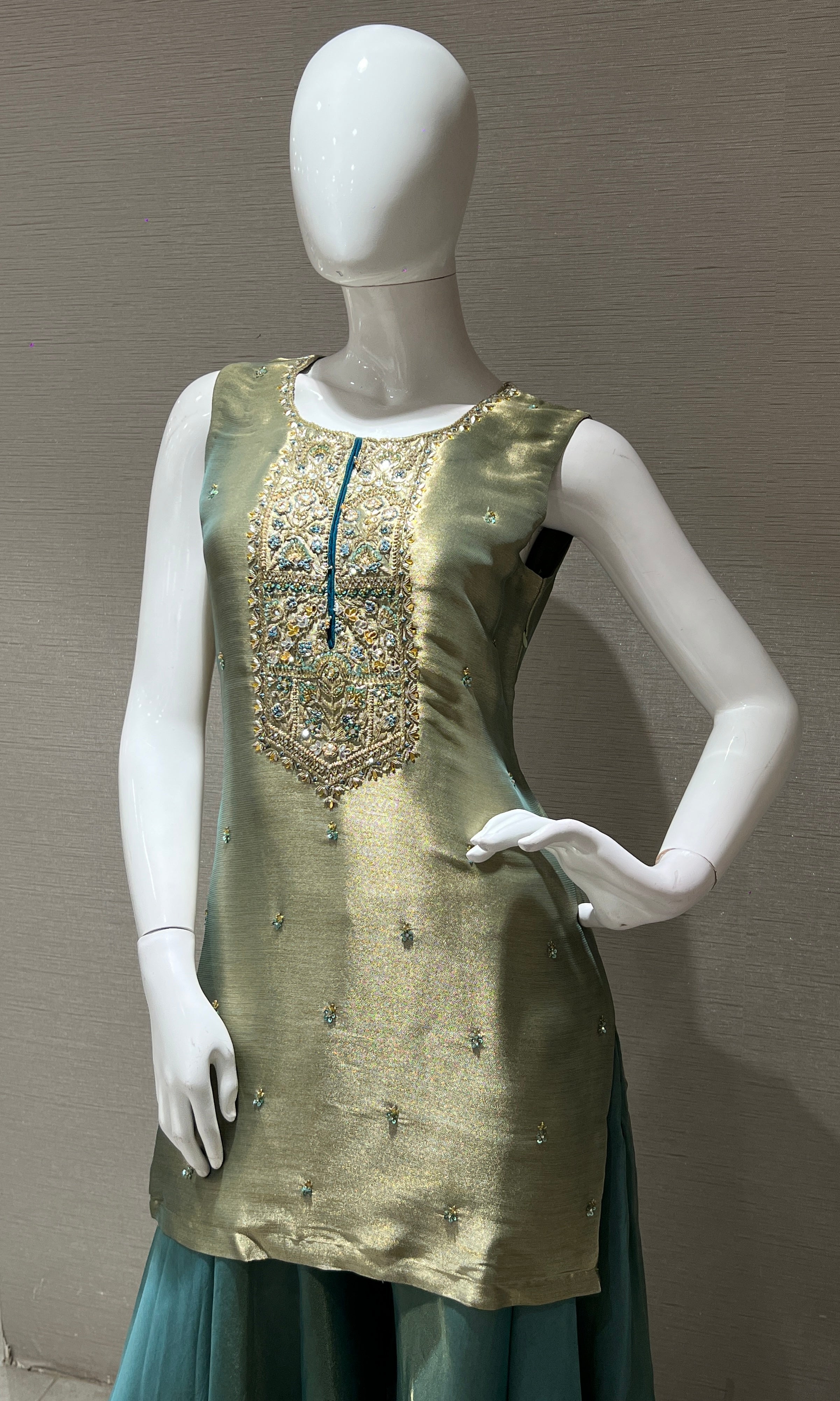 Green Embroidered Sharara Palazzo