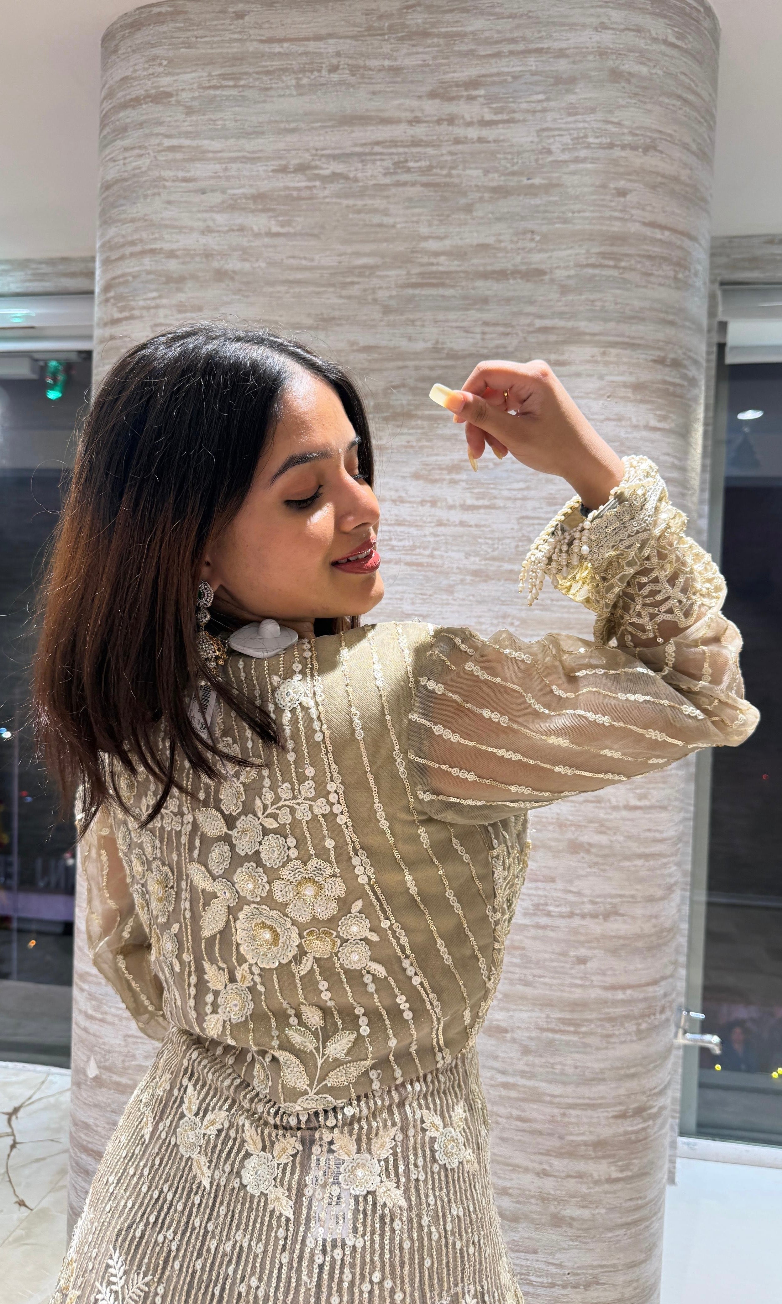 Golden Cape CROP TOP Lehenga