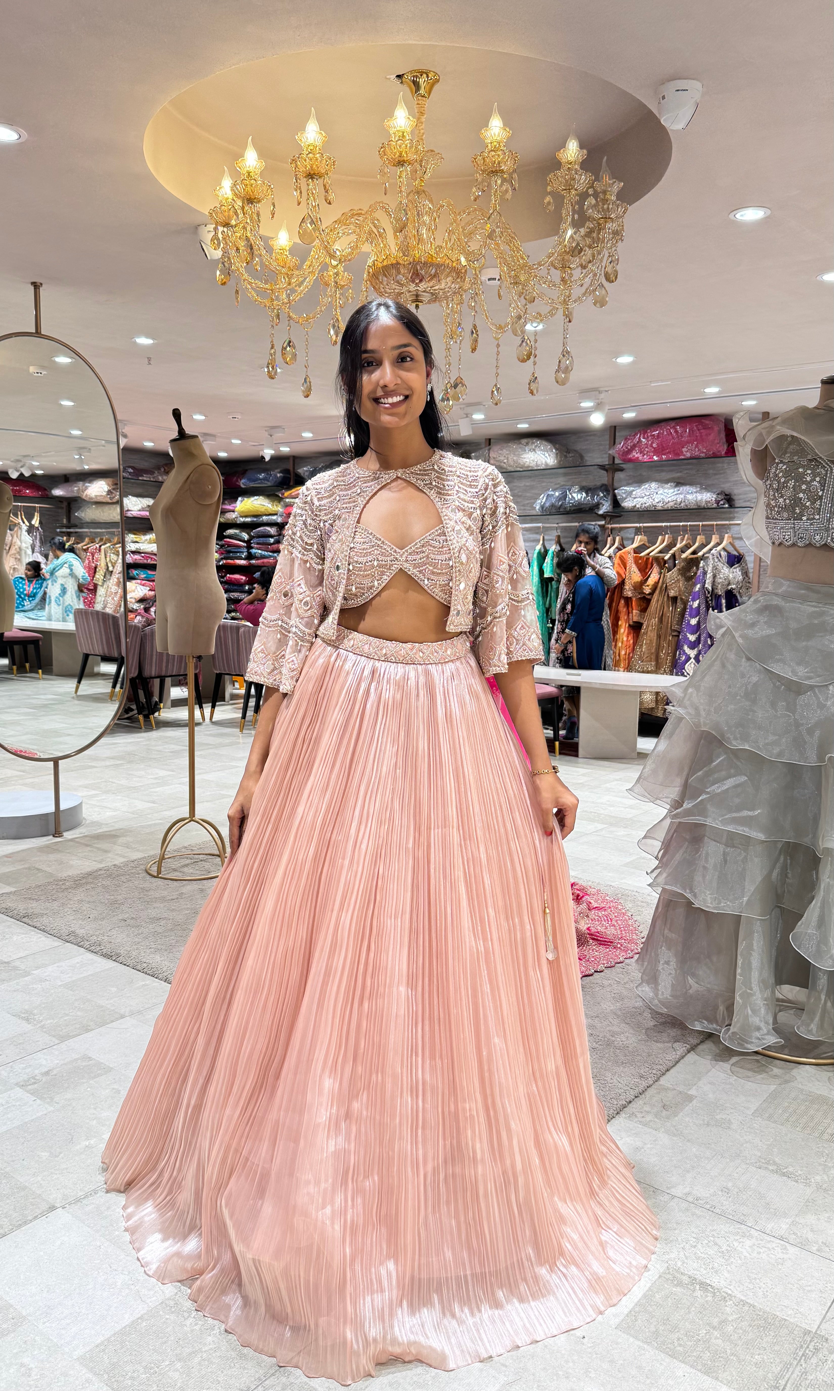 pastel PEACH embellished lehenga