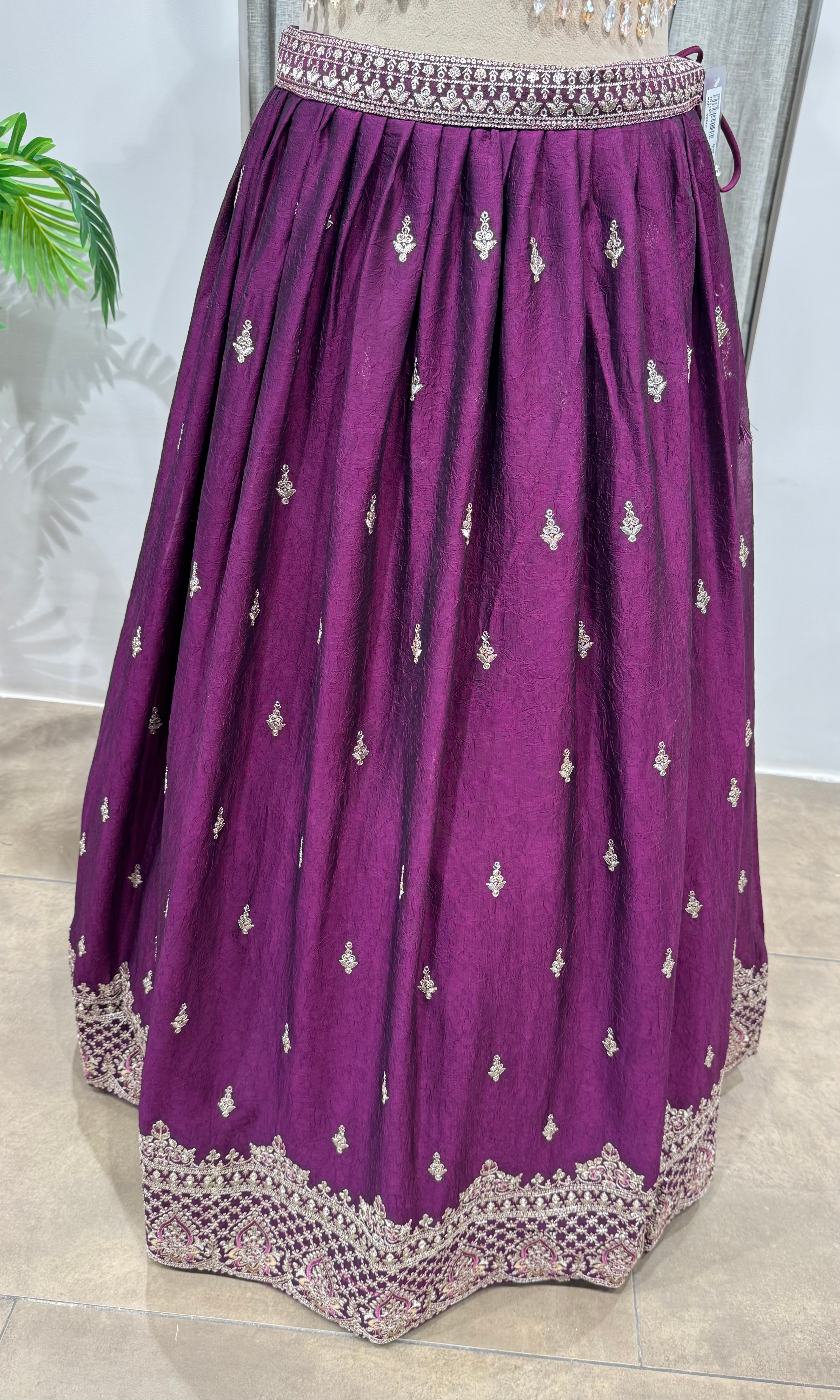 Wine Faux Silk Embroidered Sequins Lehenga Choli