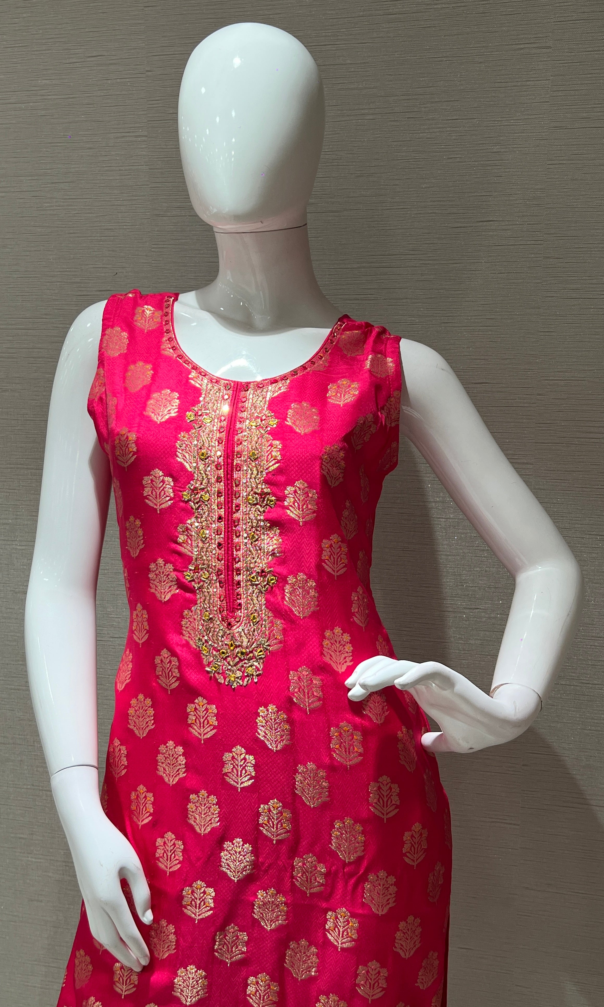 Pink Banarasi Kurta Set with Dupatta