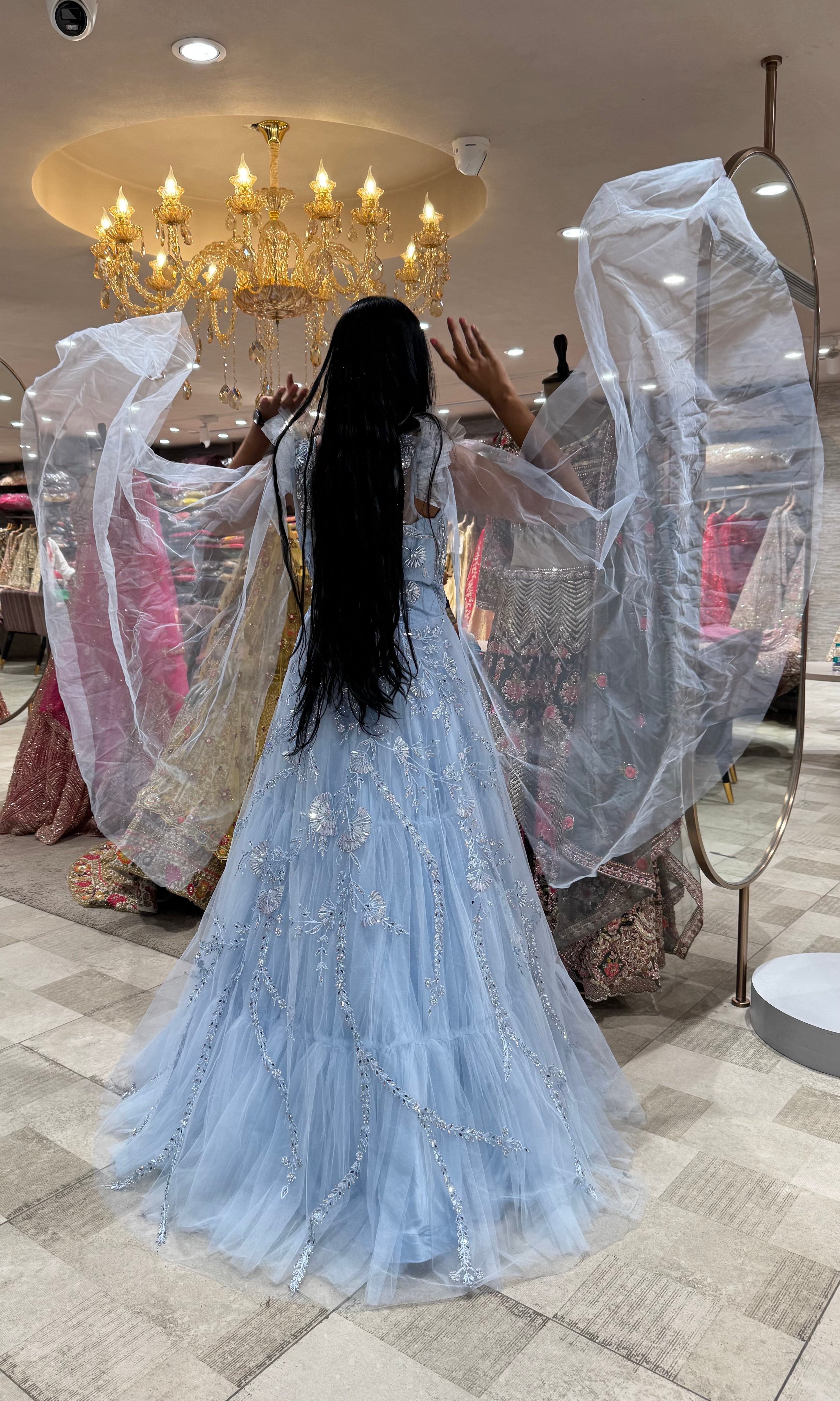 BLUE EMBELLISHED GOWN