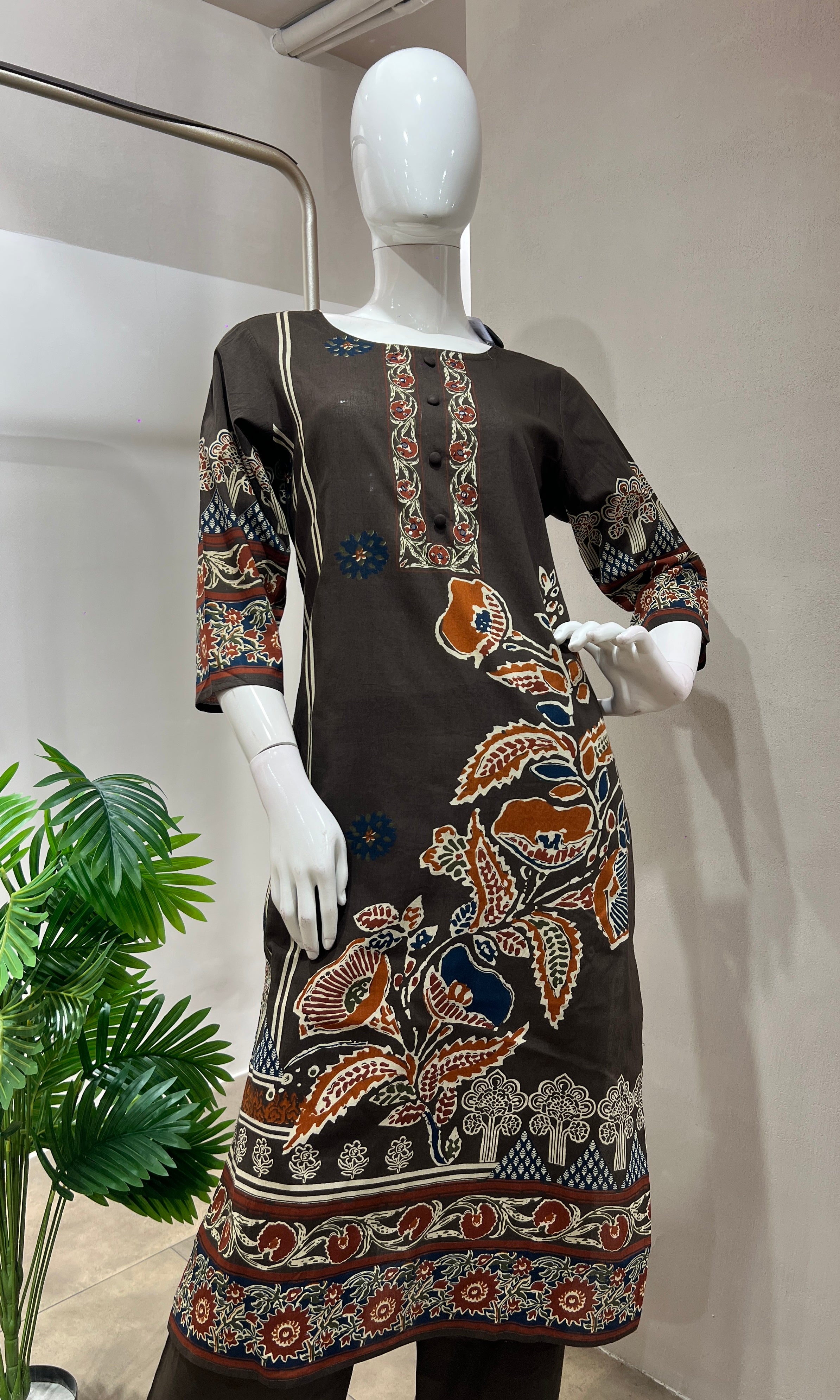 Brown FLORAL PRINTED kurta set