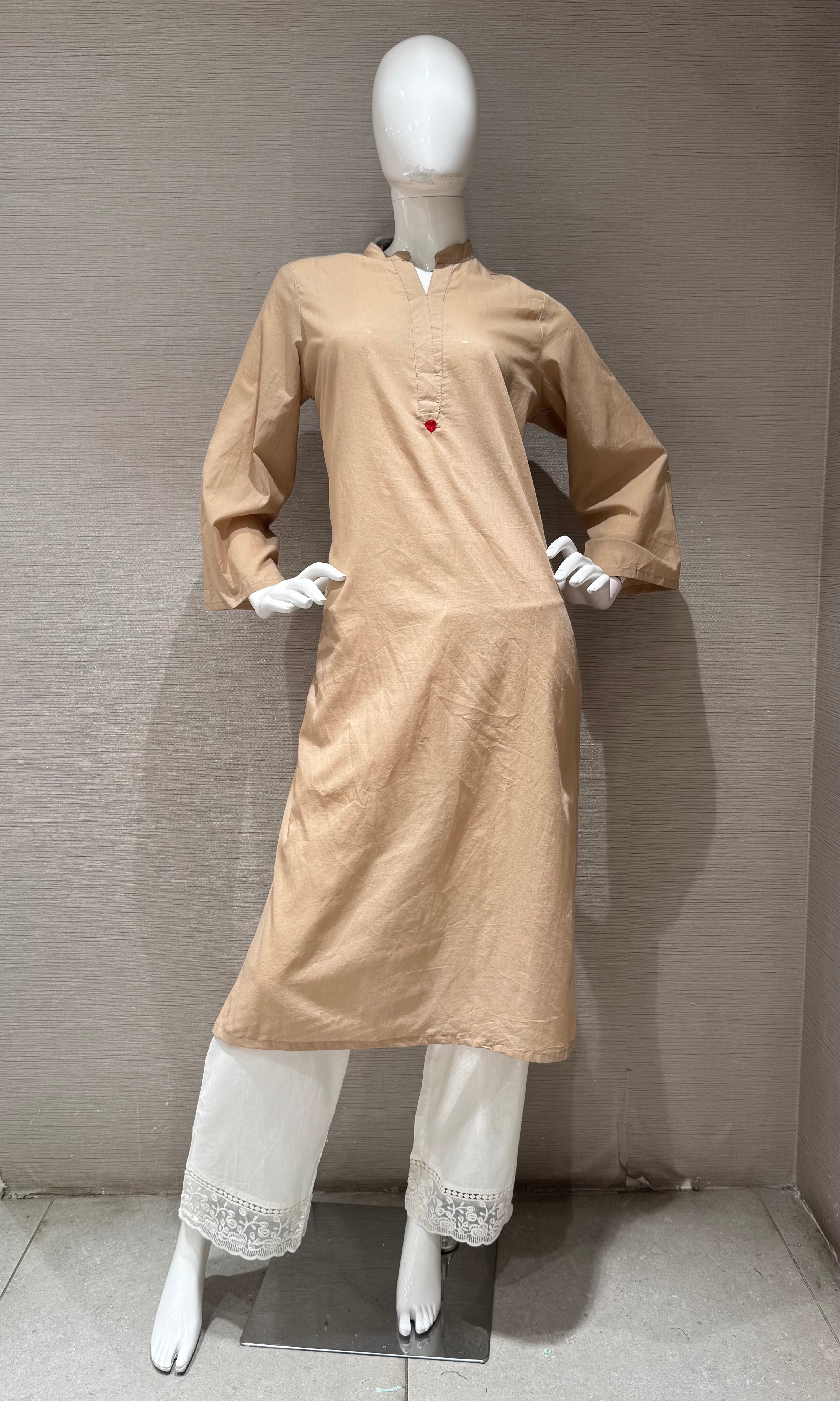 BEIGE CLASSIC KURTI WITH BOTTOM