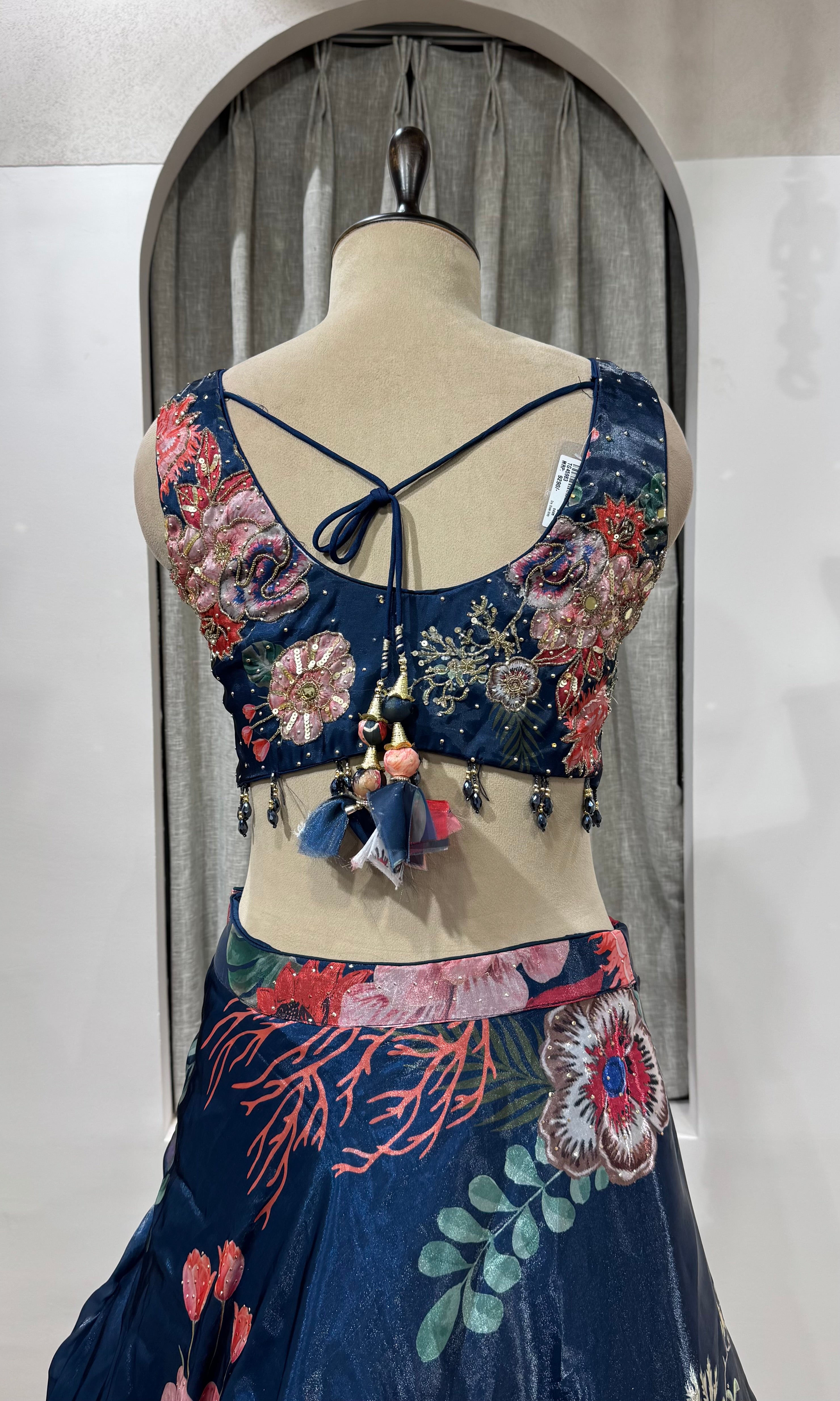 Navy Blue Floral Symphony sharara Set