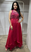 Rani Pink Front slit Georgette Palazzo Set