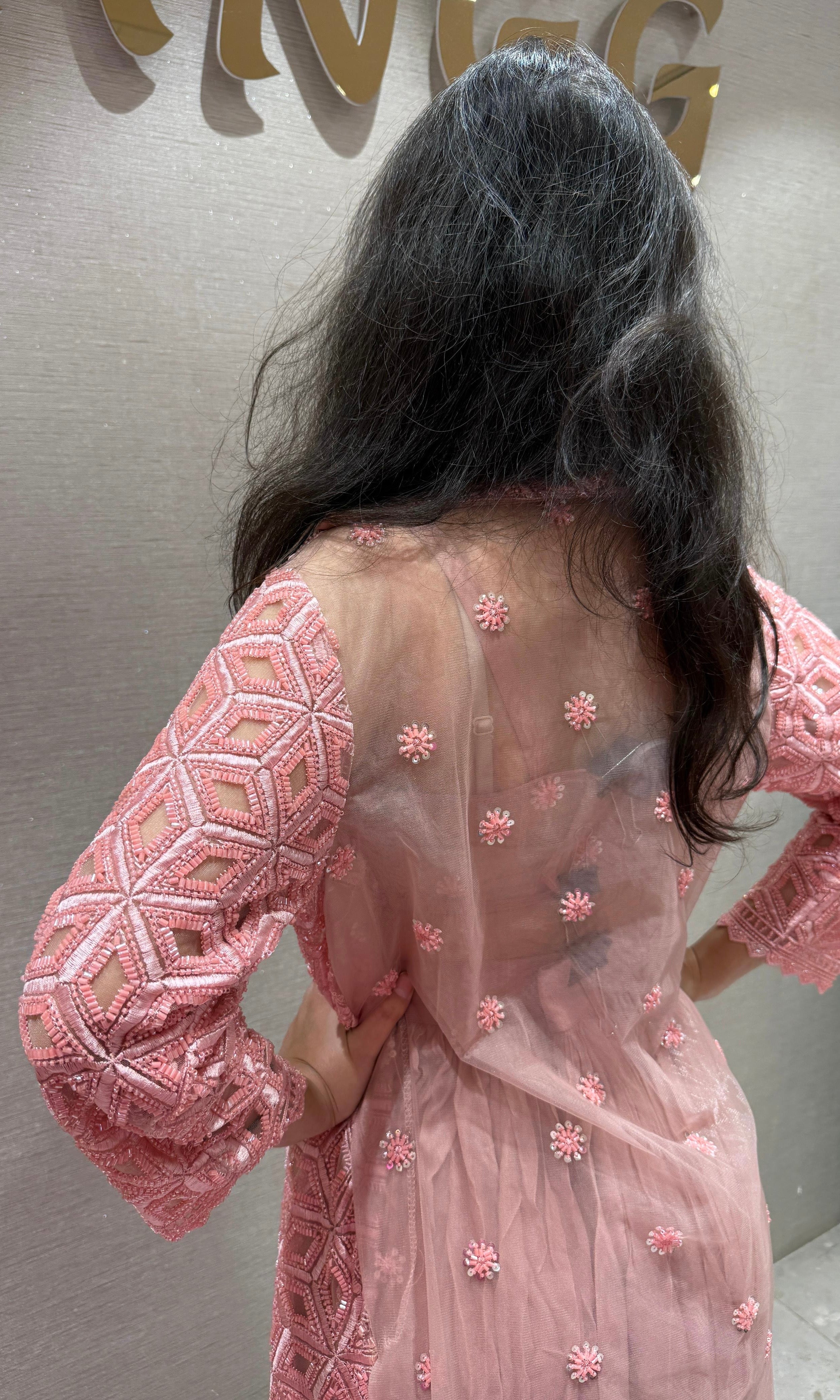 Blush Pink Garden lehenga with Long Jacket
