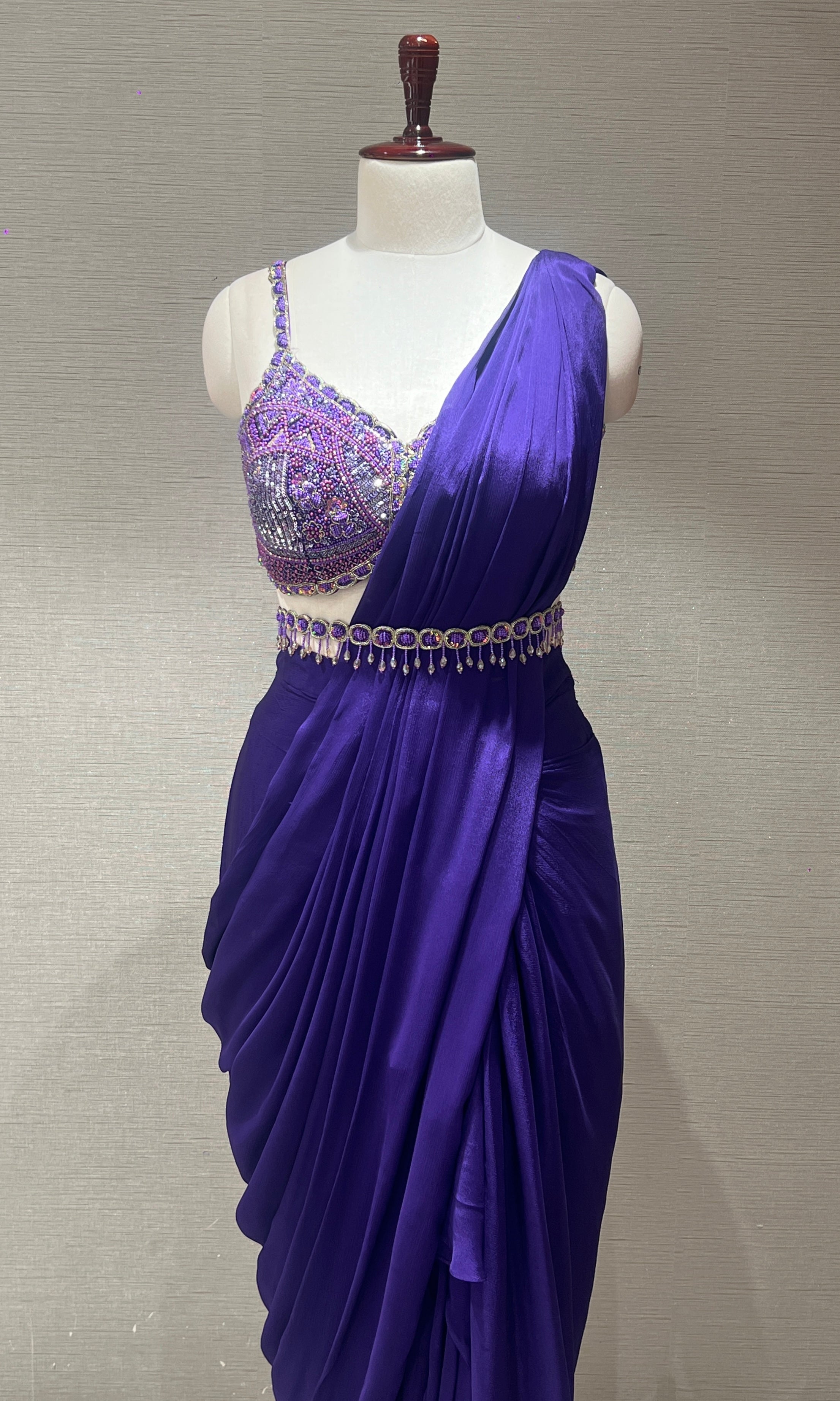 Purple one minute saree