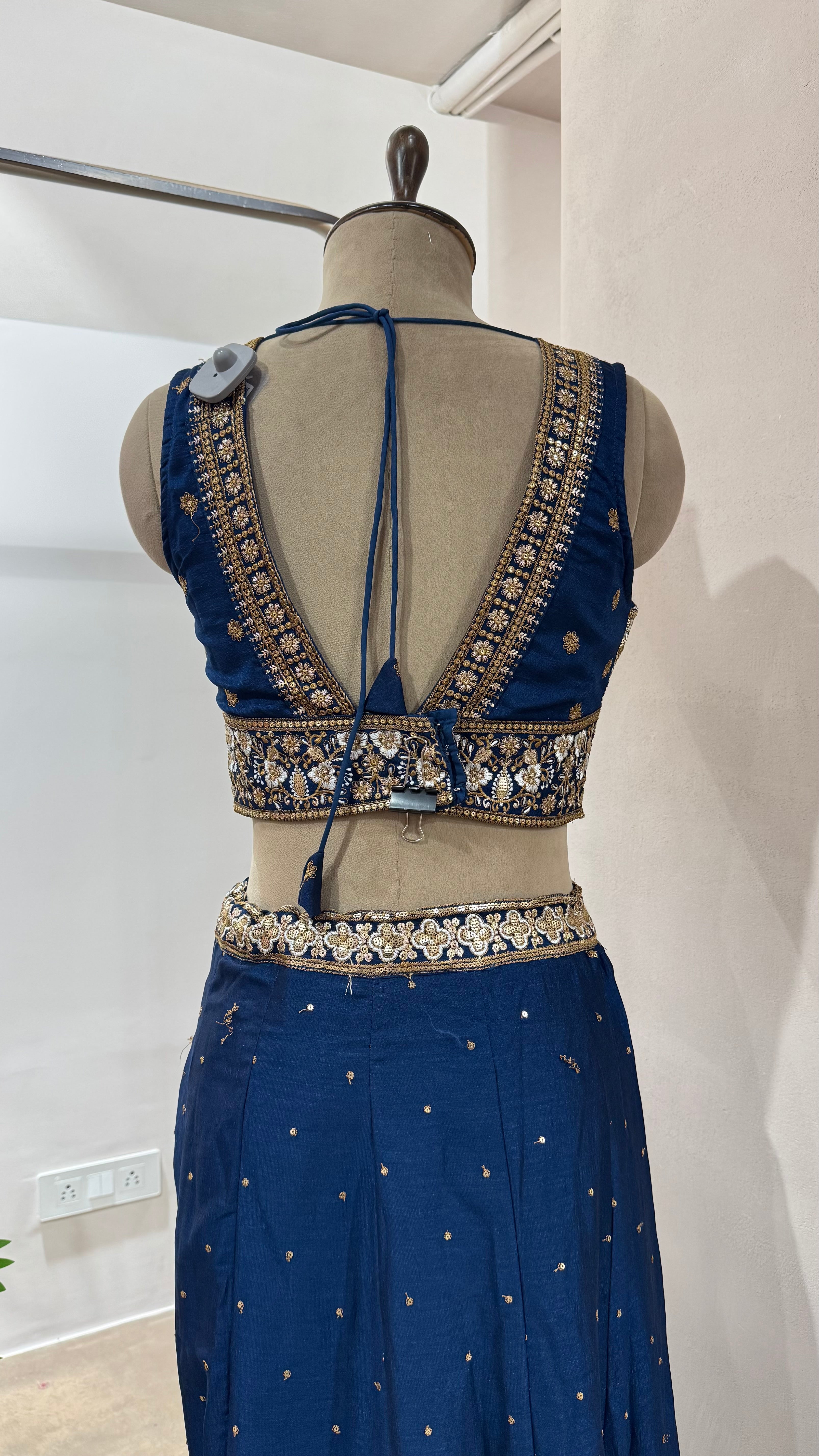 Navy blue GOLDEN EMBROIDERED LEHENGA